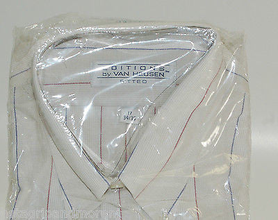 Van Heusen Men's 17 34/35 White Striped Dress Shirt - Classic Fit Formal Wear for Office, Business & Special Occasions
