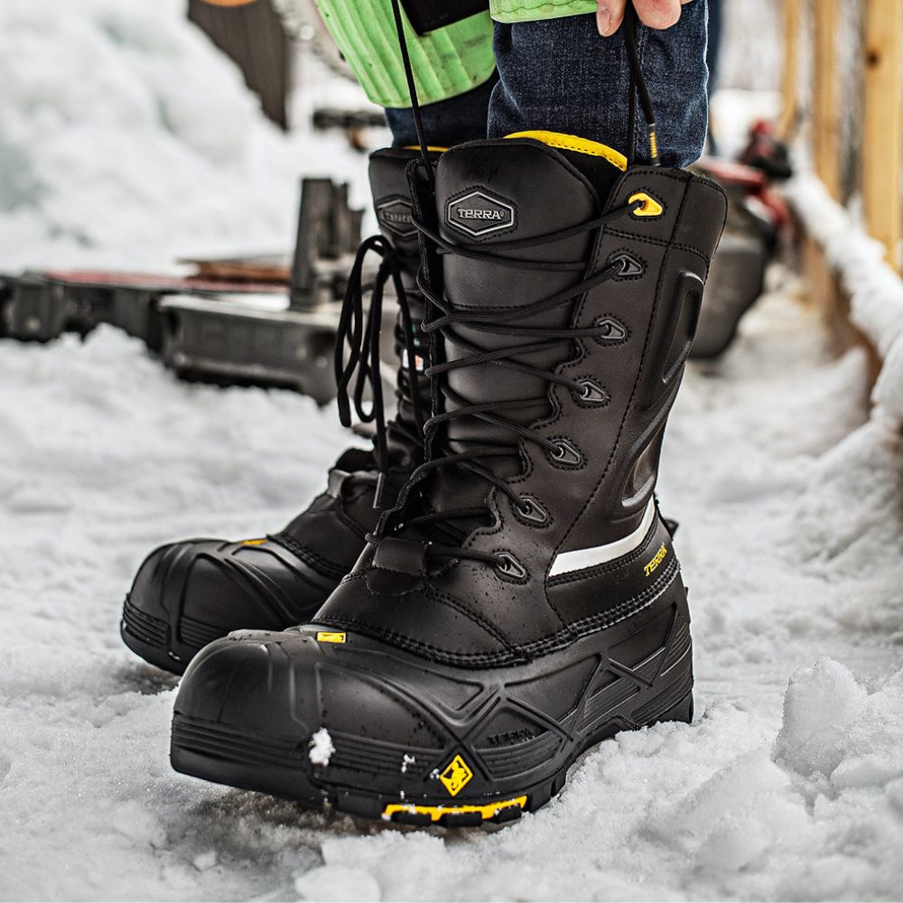 Terra Crossbow Waterproof Winter Safety Boots with Composite Toe - Black 915605 | Slip-Resistant Work Boots for Construction, Hiking & Outdoor Activities
