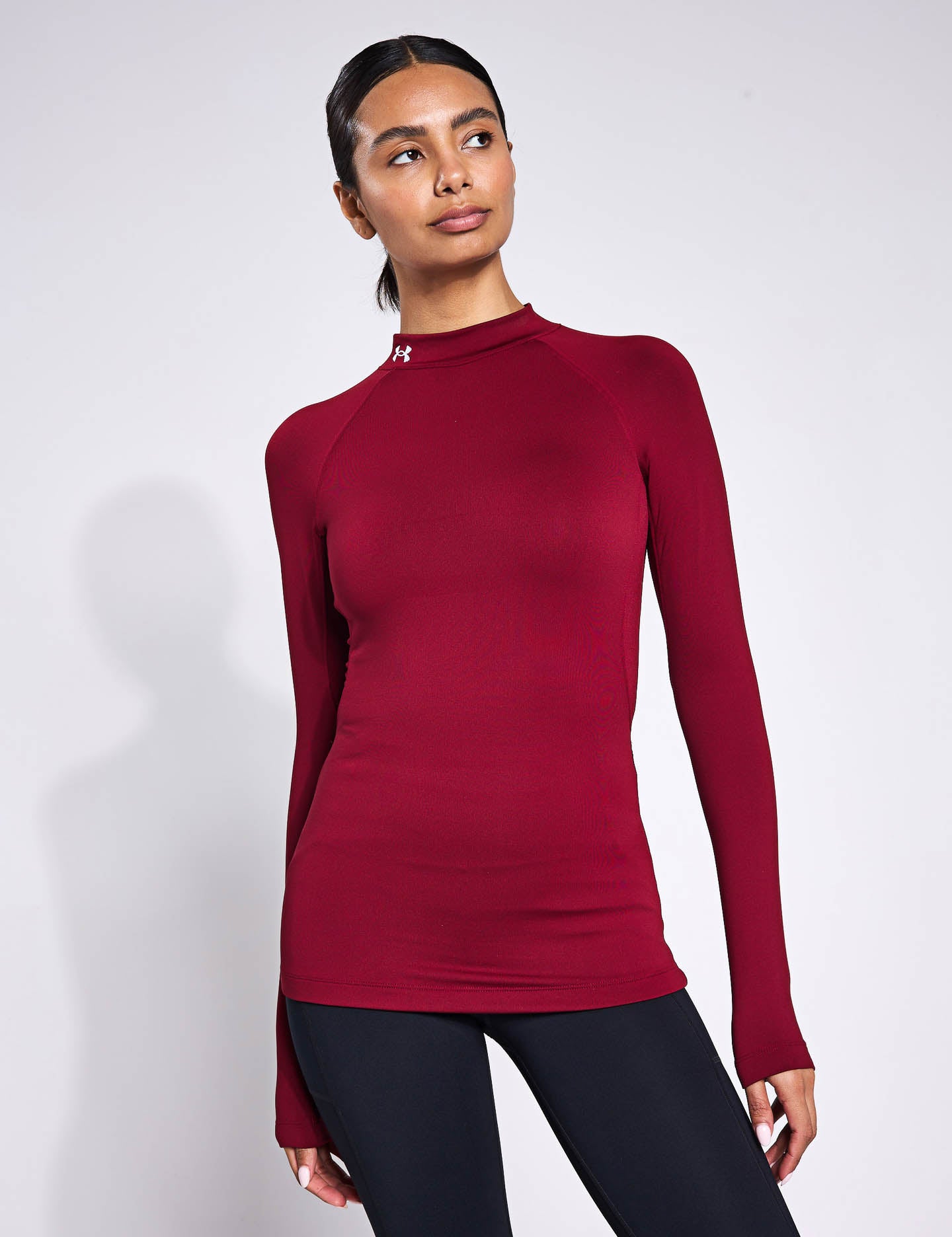 ThermoCold ColdGear Authentics Mock Neck Long Sleeve Shirt for Men - Cardinal Red/White Color - Perfect for Winter Sports, Hiking & Outdoor Activities