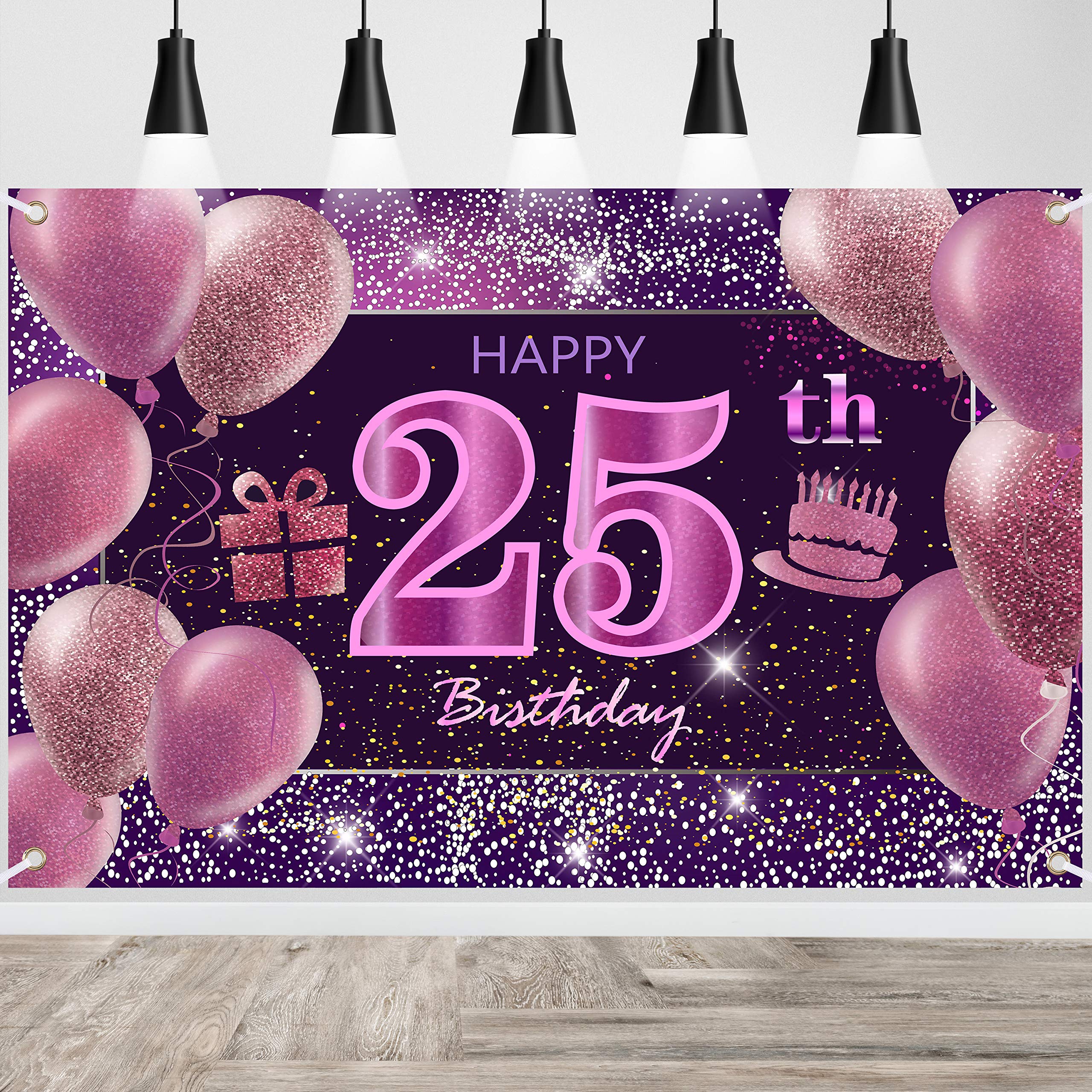 IMISI 25th Birthday Decorations for Women - Pink Happy Birthday Banner & Party Backdrop - Perfect for Birthday Parties, Bridal Showers & Girls' Night Celebrations