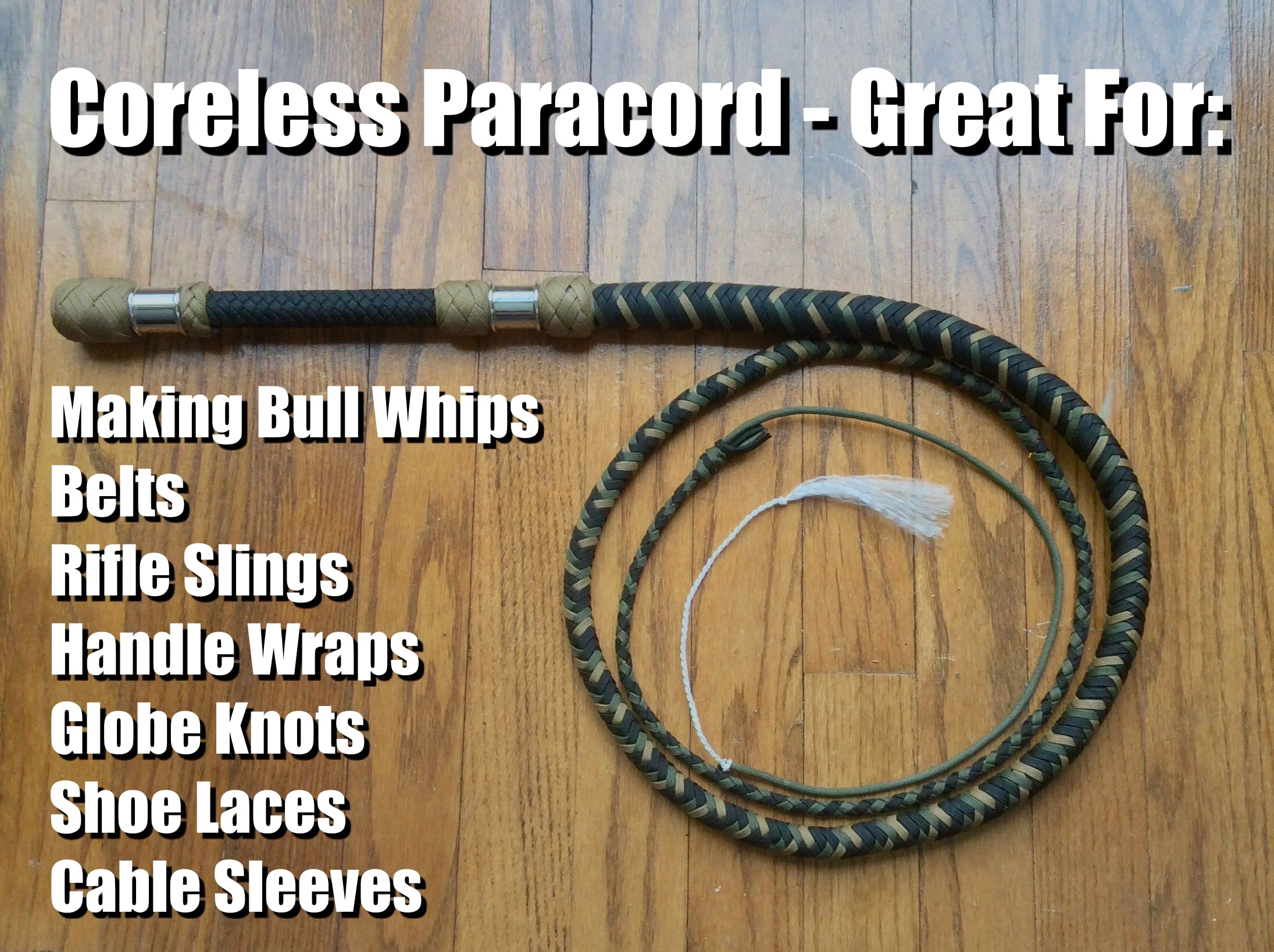 550 Paracord Coreless Hollow Flat Cord - 100ft Orange for Whip Making, Computer Cable Sleeves & Outdoor Survival Gear | DIY Craft, Camping & Emergency Use