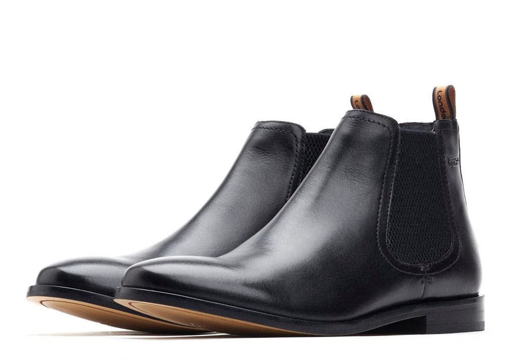 Base London LYNCH WAXY BLACK Men's Chelsea Boots - Waterproof Leather Ankle Boots for Men, Fashionable Slip-On Dress Shoes for Business Casual & Night Out
