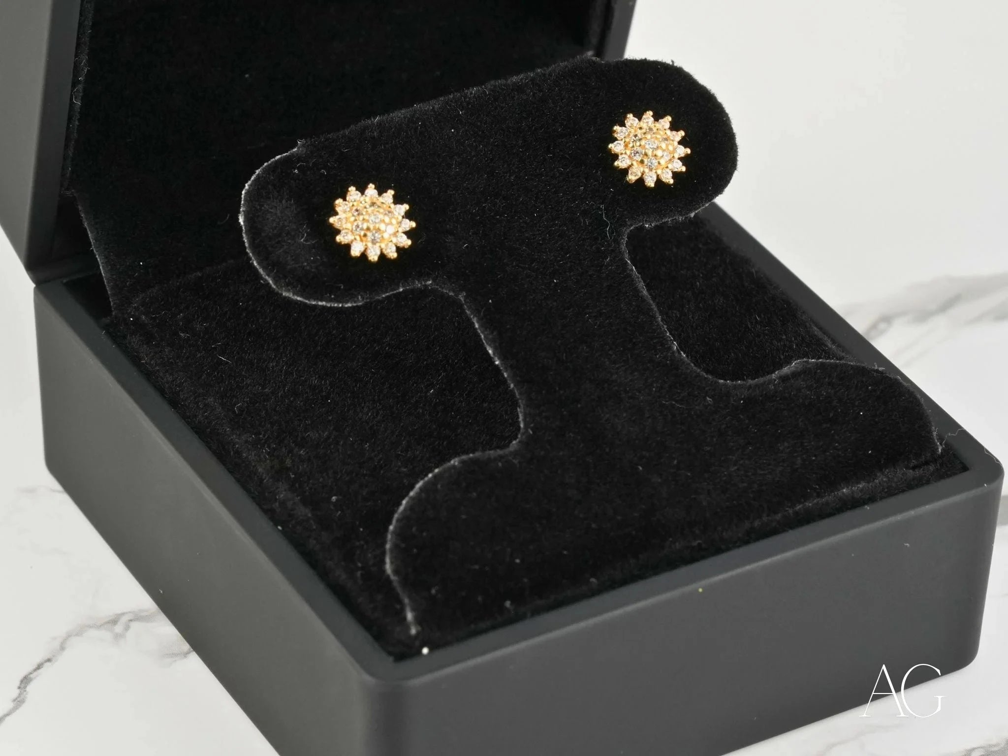 18K Gold CZ Flower Earrings for Women - Elegant Radiant Blossom Stud Earrings - Perfect Gift for Birthday, Anniversary & Special Occasions