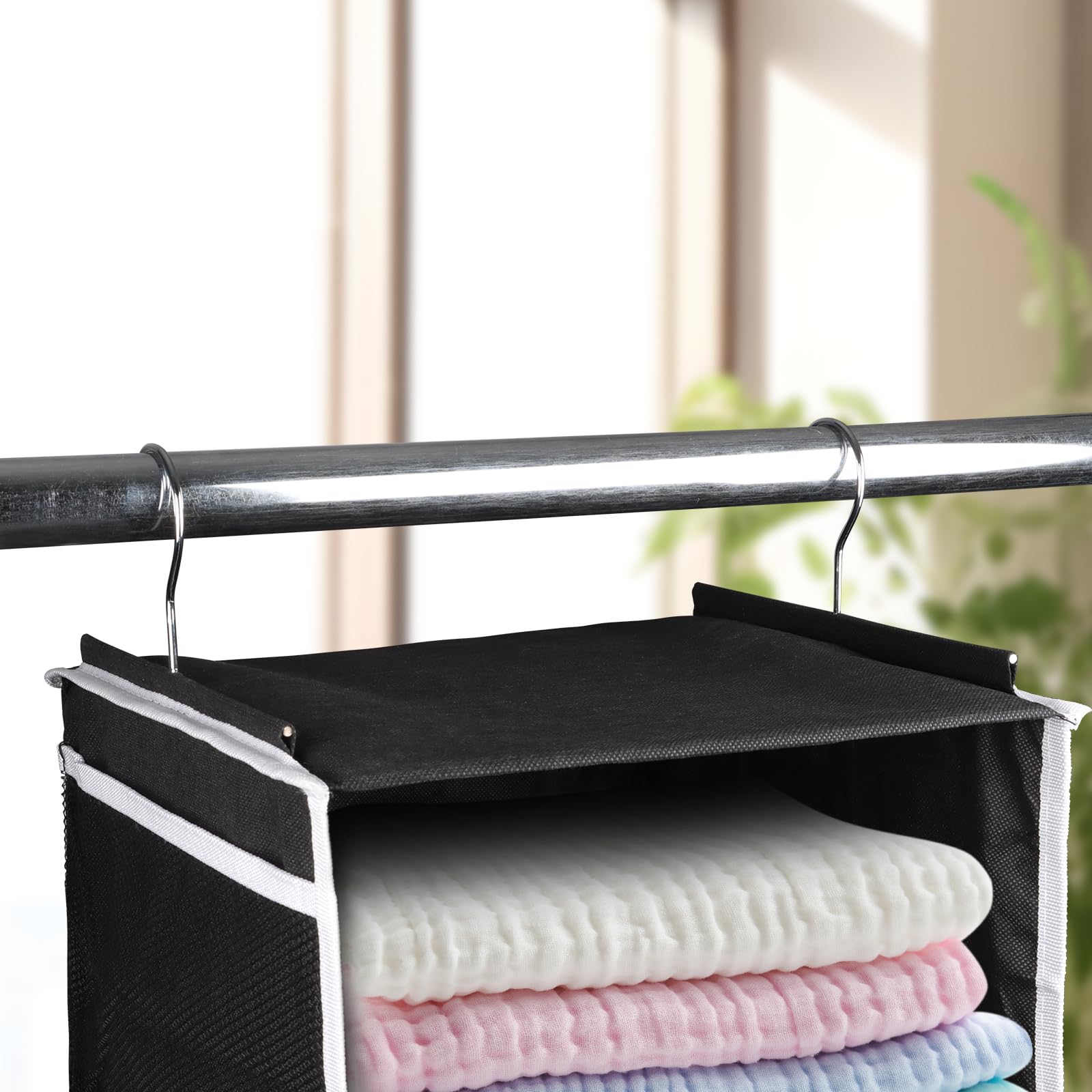 Univivi 6-Shelf Hanging Closet Organizer with 4 Removable Drawers & 6 Side Pockets - Foldable Wardrobe Storage Solution for Clothes, Shoes & Accessories | Perfect for Bedroom, Closet & Dorm Organization