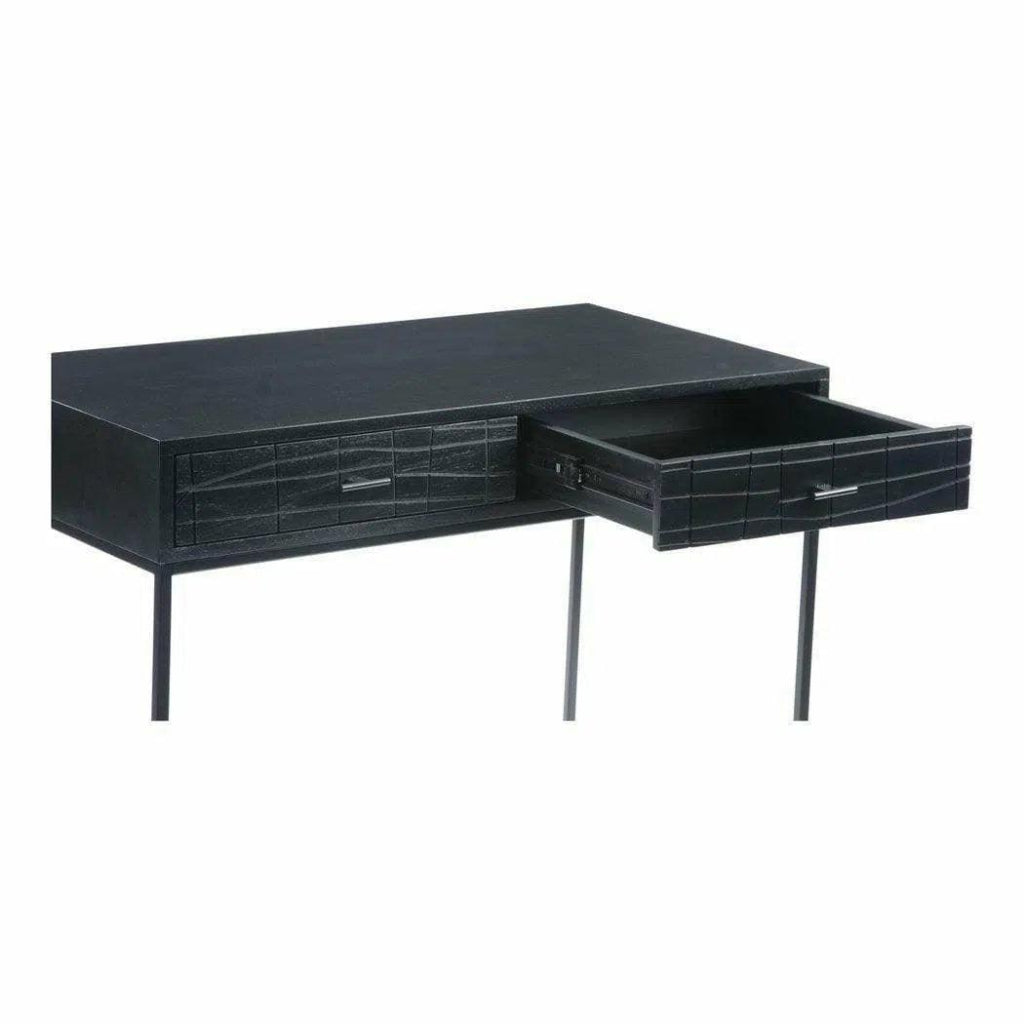 35.5 Inch Modern Black Writing Desk for Home Office - Stylish & Spacious Workspace for Studying, Working, or Gaming