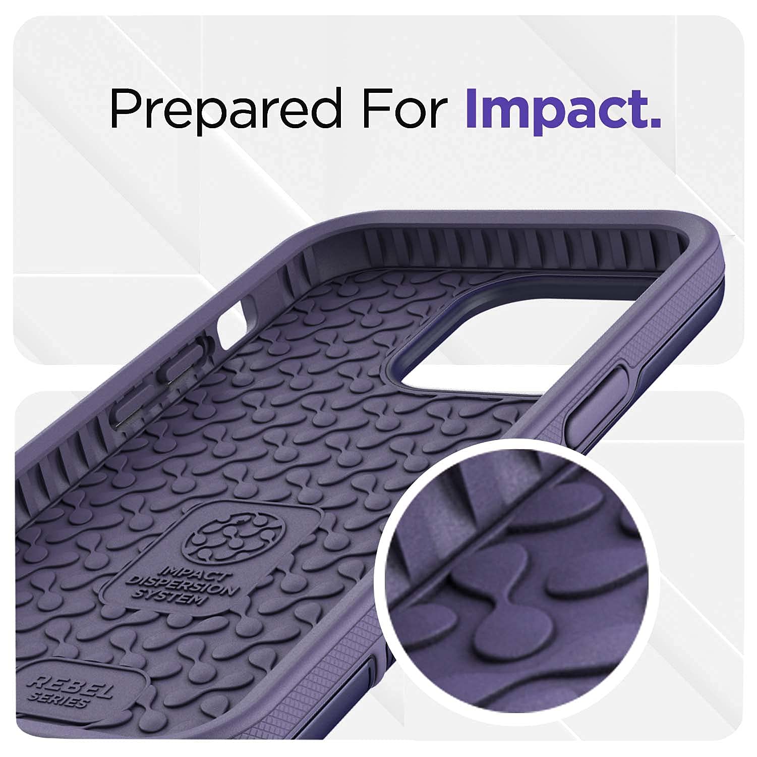 ENCASED Rebel Series Shockproof Protective Case for iPhone 13 Pro Max - Durable Slim Fit Cover with Raised Edges (Purple) | Perfect for Outdoor Activities, Work & Everyday Use