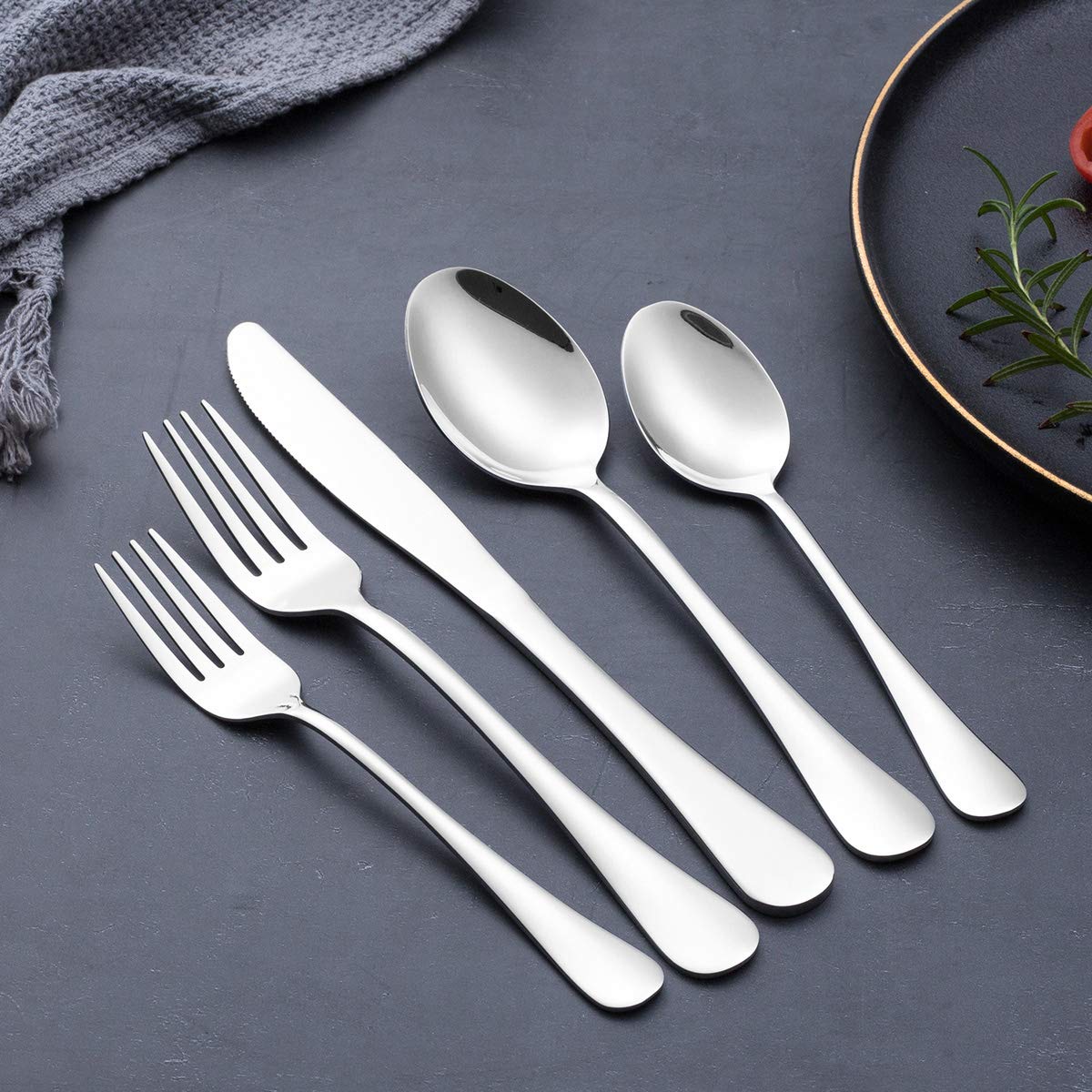20-Piece Stainless Steel Silverware Set for 4 - Modern Flatware Cutlery Set with Forks, Spoons & Knives - Mirror Polished, Dishwasher Safe - Perfect for Restaurants, Dinner Parties & Everyday Dining