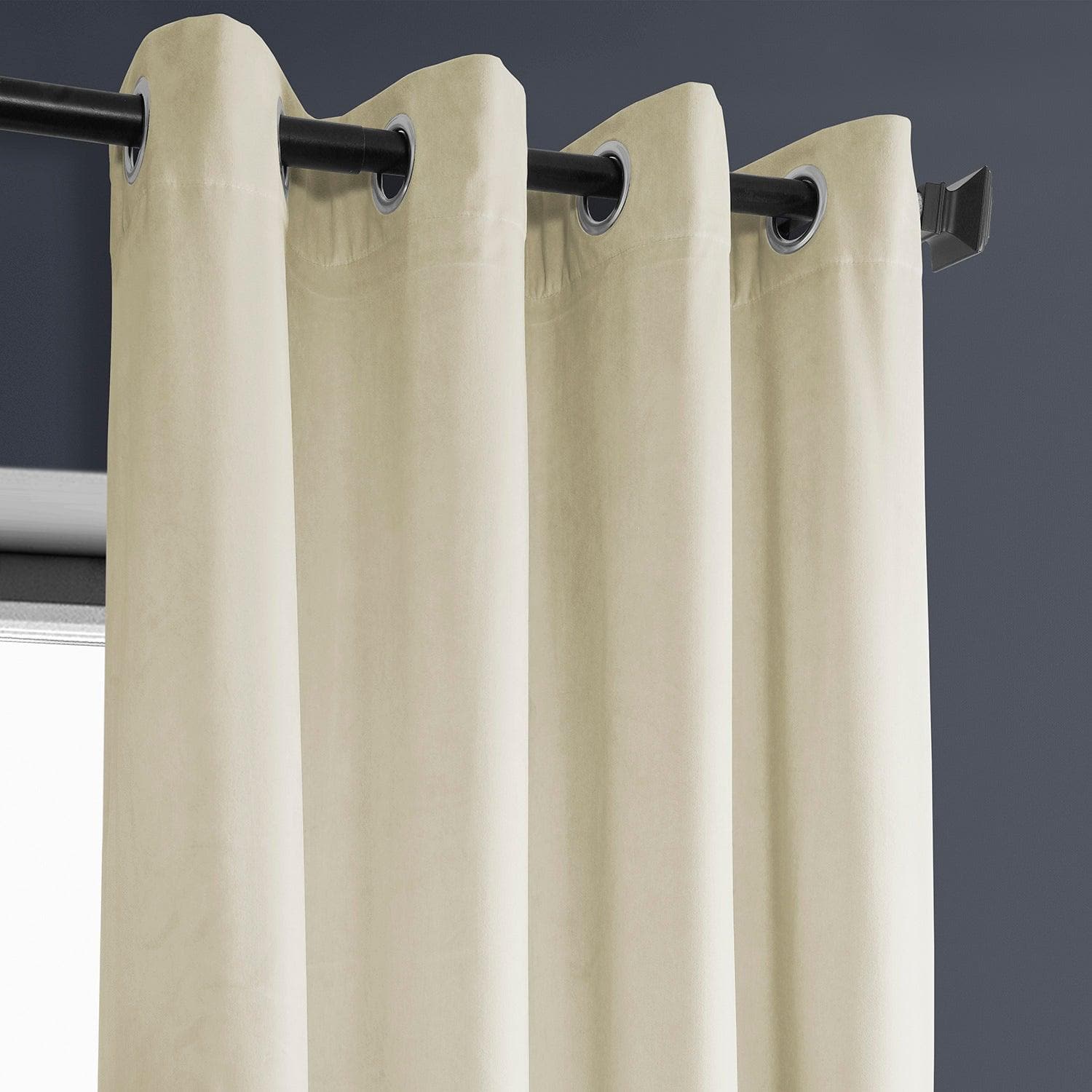 Au Lait Crème Grommet Heritage Plush Velvet Blackout Curtains - Thermal Insulated Window Drapes for Bedroom & Living Room