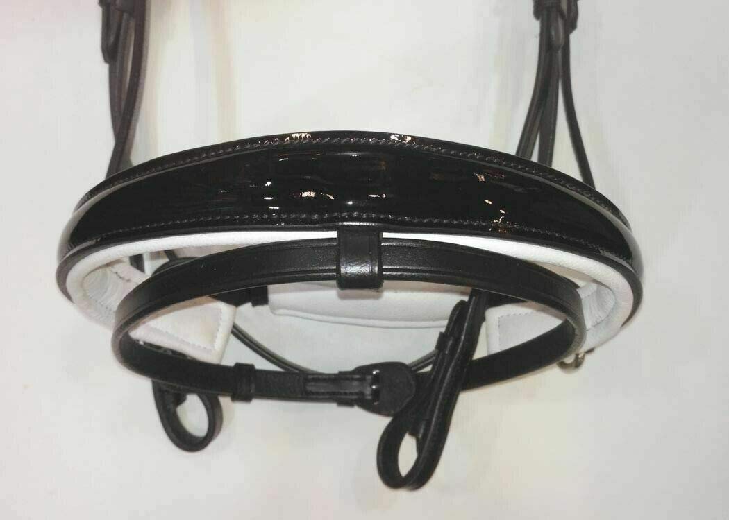 Luxury Swarovski Crystal Pearl Padded Leather Horse Bridle with Patent Noseband - Full Size Equestrian Riding Gear for Dressage & Show Jumping