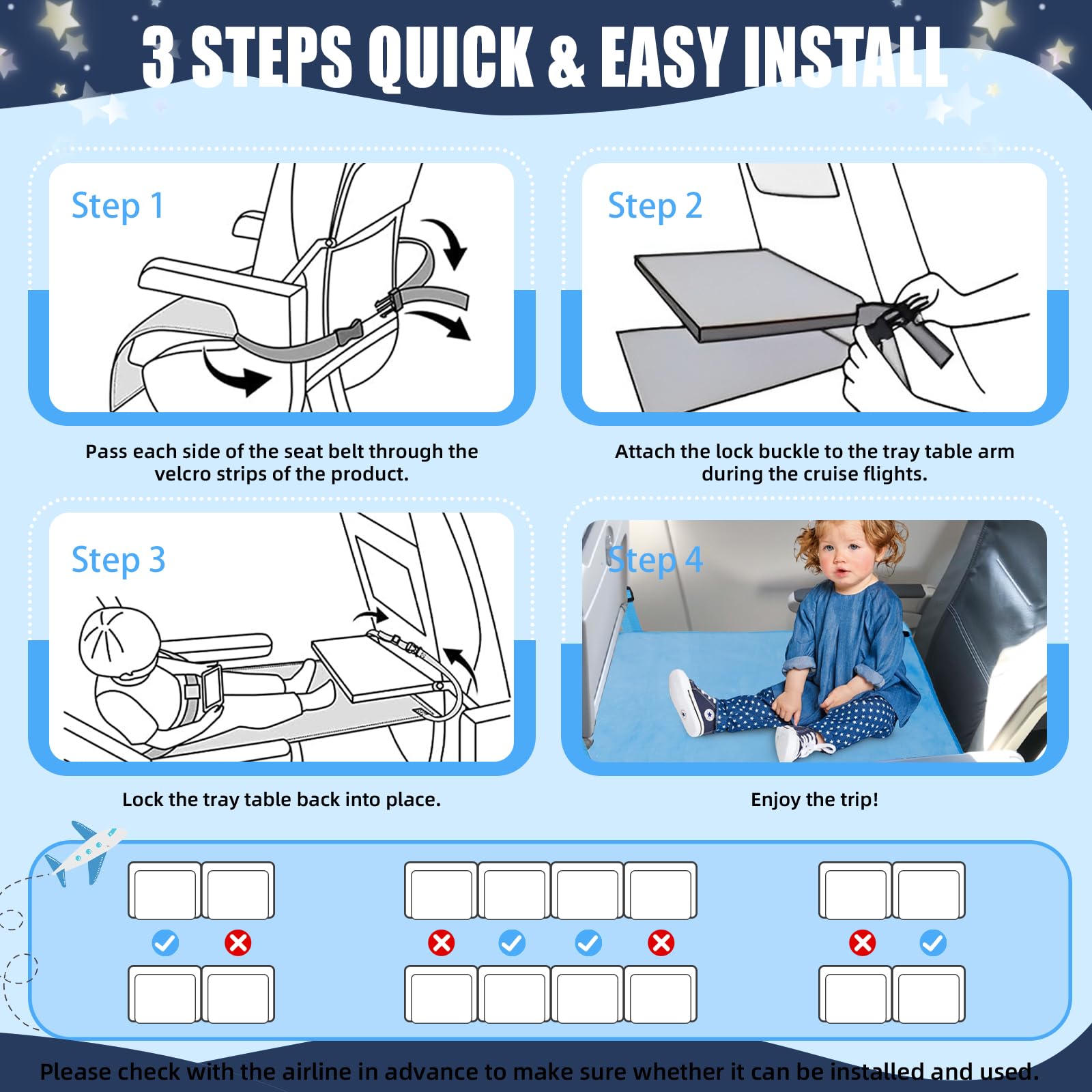 Portable Toddler Airplane Bed for Kids 1-4 Years - Soft Travel Seat Extender & Foot Rest for Flights | Perfect for Long-Haul Travel & In-Flight Comfort