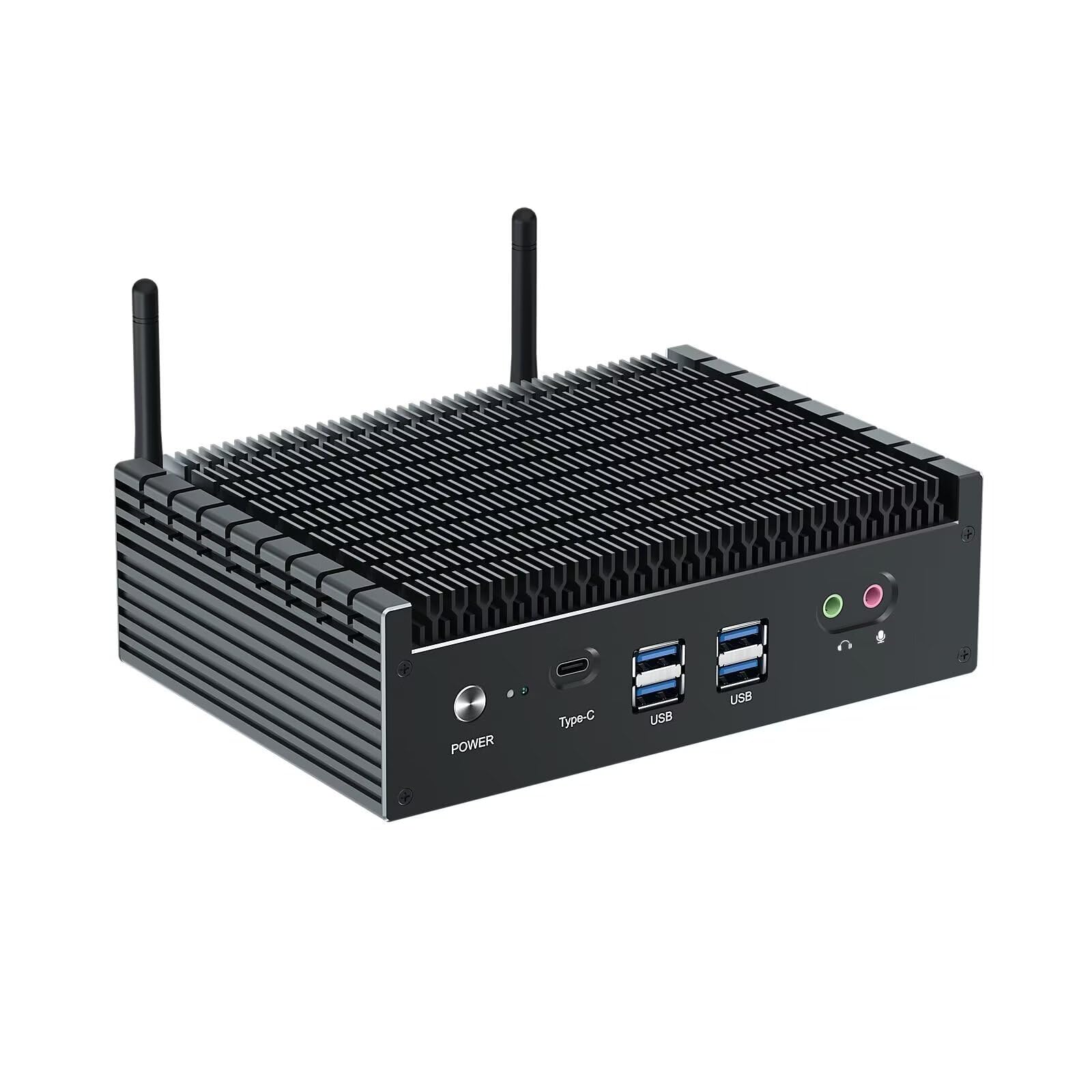 VENOEN Fanless Mini PC 13th Gen Intel Core i7-1355U, 32GB RAM 1TB SSD, Triple Display (HDMI/DP/USB-C), Dual 2.5G LAN, WiFi 6, BT 5.2 - Compact Desktop Computer for Home Office, Digital Signage & Media Center