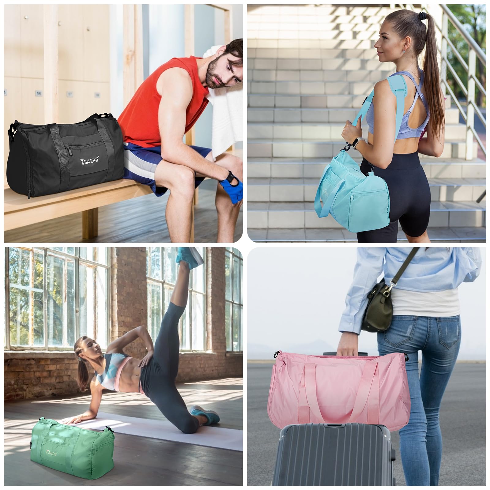 BALEINE Waterproof Gym Duffel Bag for Women & Men - Lightweight Sports Duffle with Shoe Compartment & Wet Pocket - Perfect for Gym, Travel & Weekend Getaways (Azure Blue) | Ideal for Workouts, Yoga, Swimming & Overnight Trips