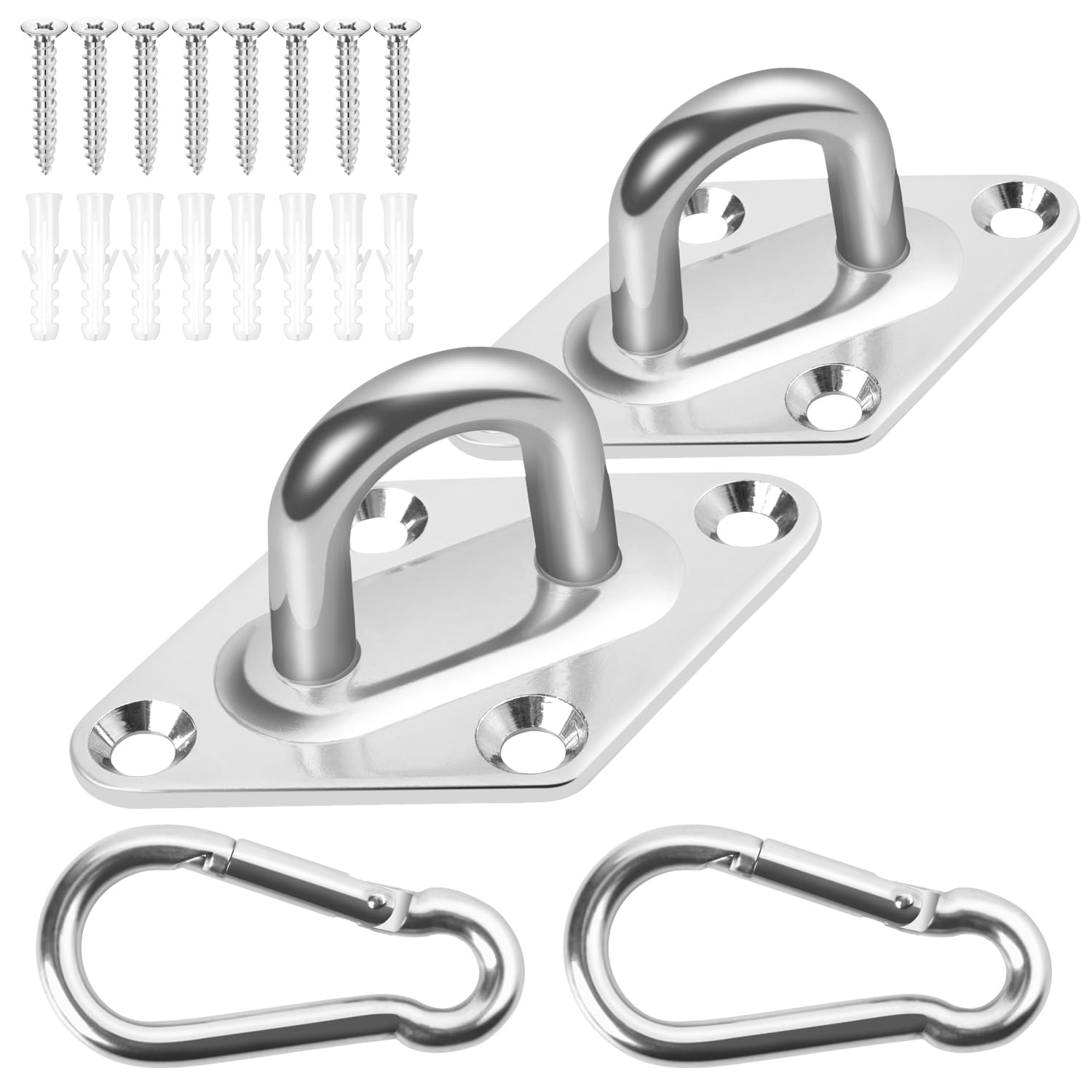 Heavy Duty Hammock Hanging Kit - 1000 lb Capacity Swing Hooks, Stainless Steel Ceiling & Wall Mount Hooks for Indoor/Outdoor Use - Perfect for Hammocks, Swings, and Porch Decor (Medium)