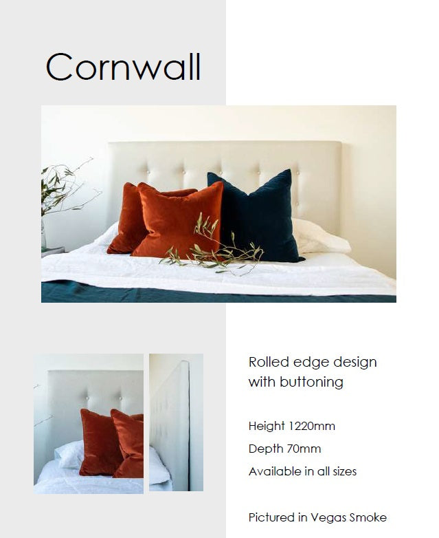 Cornwall Upholstered Headboard - Queen Size Bed Frame Headboard for Bedroom Decor, Soft Fabric & Button Tufted Design - Perfect for Master Bedroom, Guest Room, or Dorm