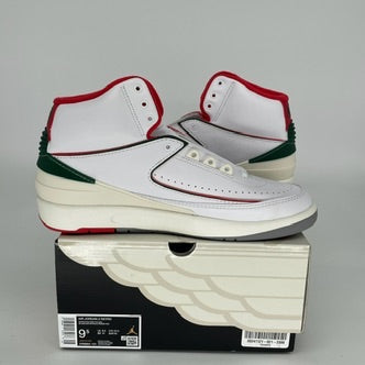 Original AIR JORDAN 2 Retro Origins Basketball Shoes - Men's Size 9.5 (DR8884-101) - White/Red Colorway for Streetwear & Casual Outfits