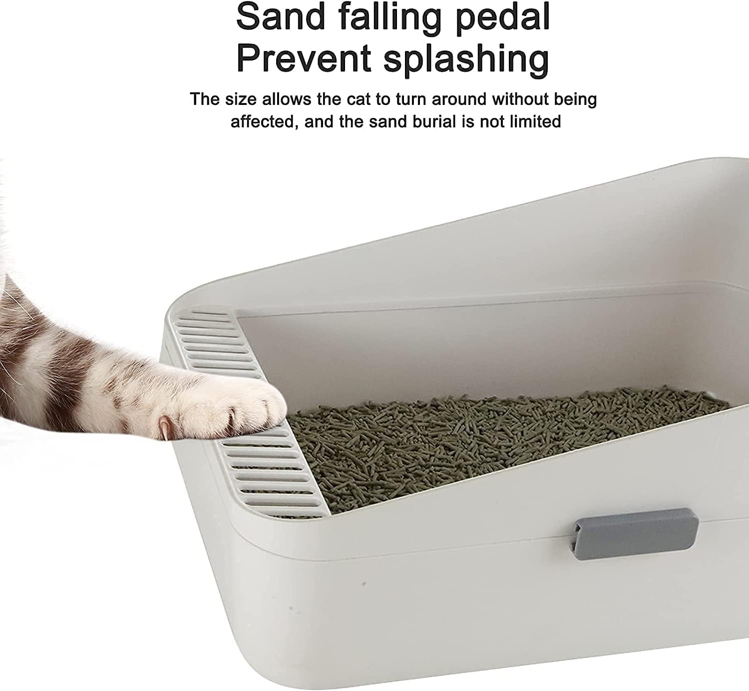 Open Top Cat Litter Box - Easy to Clean & Assemble, Anti-Splash High Sides, Durable Sifting Litter Pan for Small Cats (White, Medium) - Perfect for Home, Apartment & Multi-Cat Households