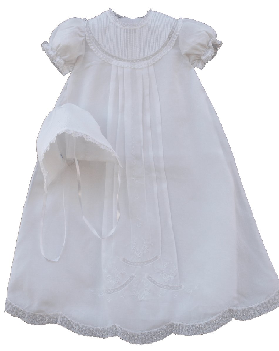 Feltman Brothers White Christening Gown for Baby Girls - Elegant Baptism Dress with Matching Bonnet - Perfect for Christenings, Baptisms, and Special Occasions