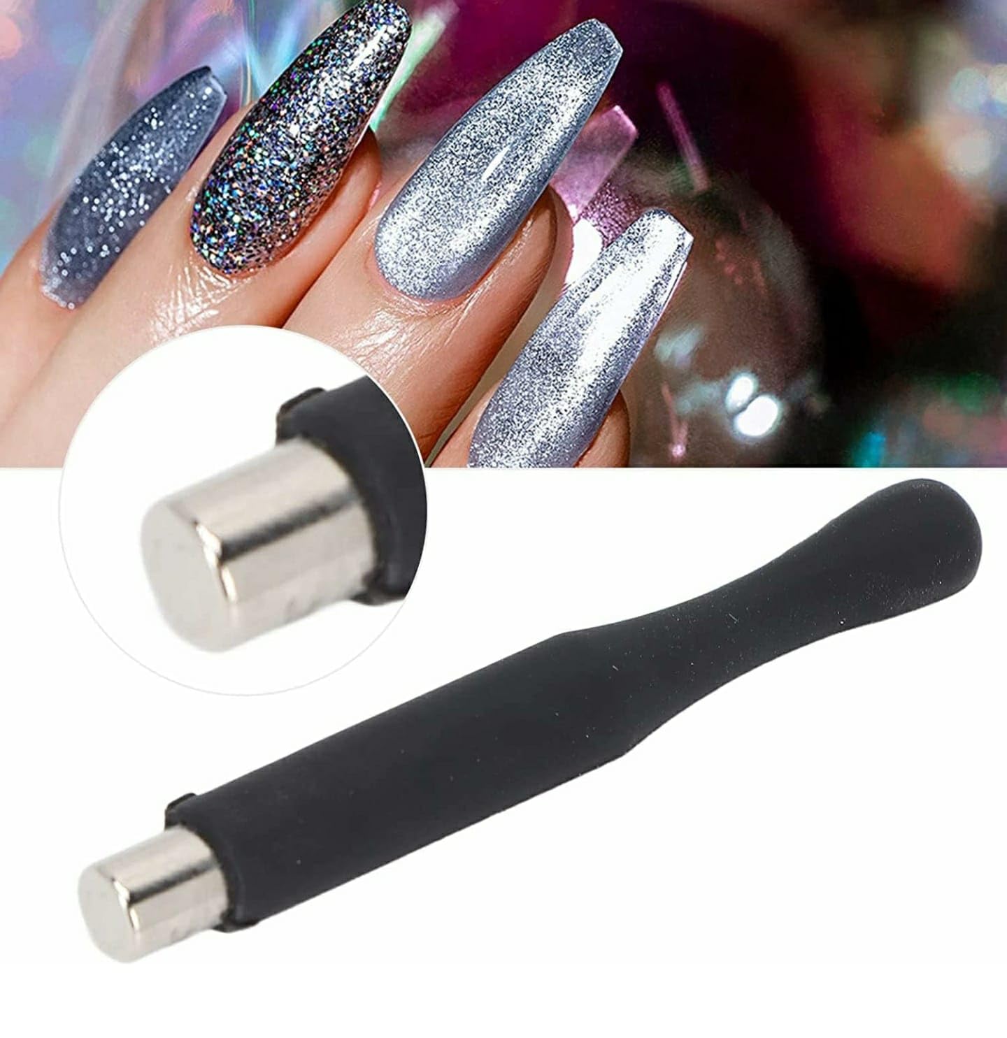 3D & 9D Cat Eye Magnetic Stick for Nails - UV Gel Polish Magnet with Black Silicone Sleeve - Professional Nail Art Tool for Salon & Home Manicure - Perfect for French Tips, Ombre & Glitter Designs