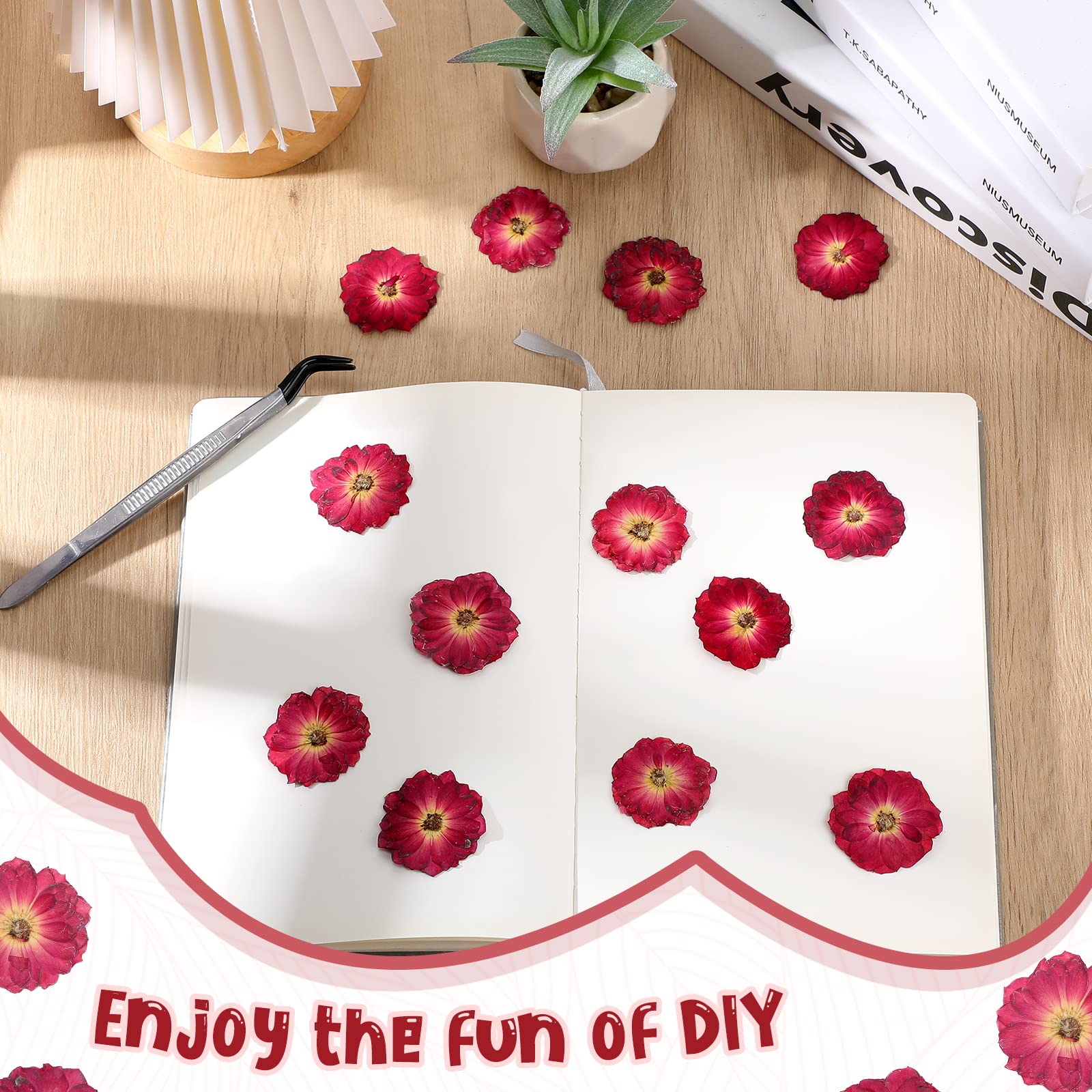 100 Pcs Dried Pressed Flowers - Natural Real Small Dry Flowers for Resin Crafts, Candle Making, Scrapbooking, Jewelry DIY & Home Decor (Red) - Perfect for Wedding Invitations, Soap Making & Art Projects
