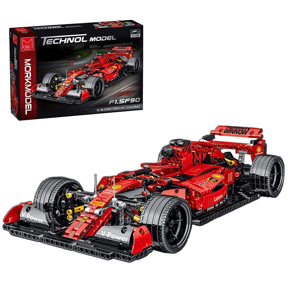 Ferrari Formula F1 Racing Car Building Blocks Set - 1100 Pieces, 1:14 Scale Mork Racer 023009 Model Compatible with Lego Technic | STEM Educational Toy for Kids & Adults | Perfect for Racing Enthusiasts, Birthday Gifts & Display Collections