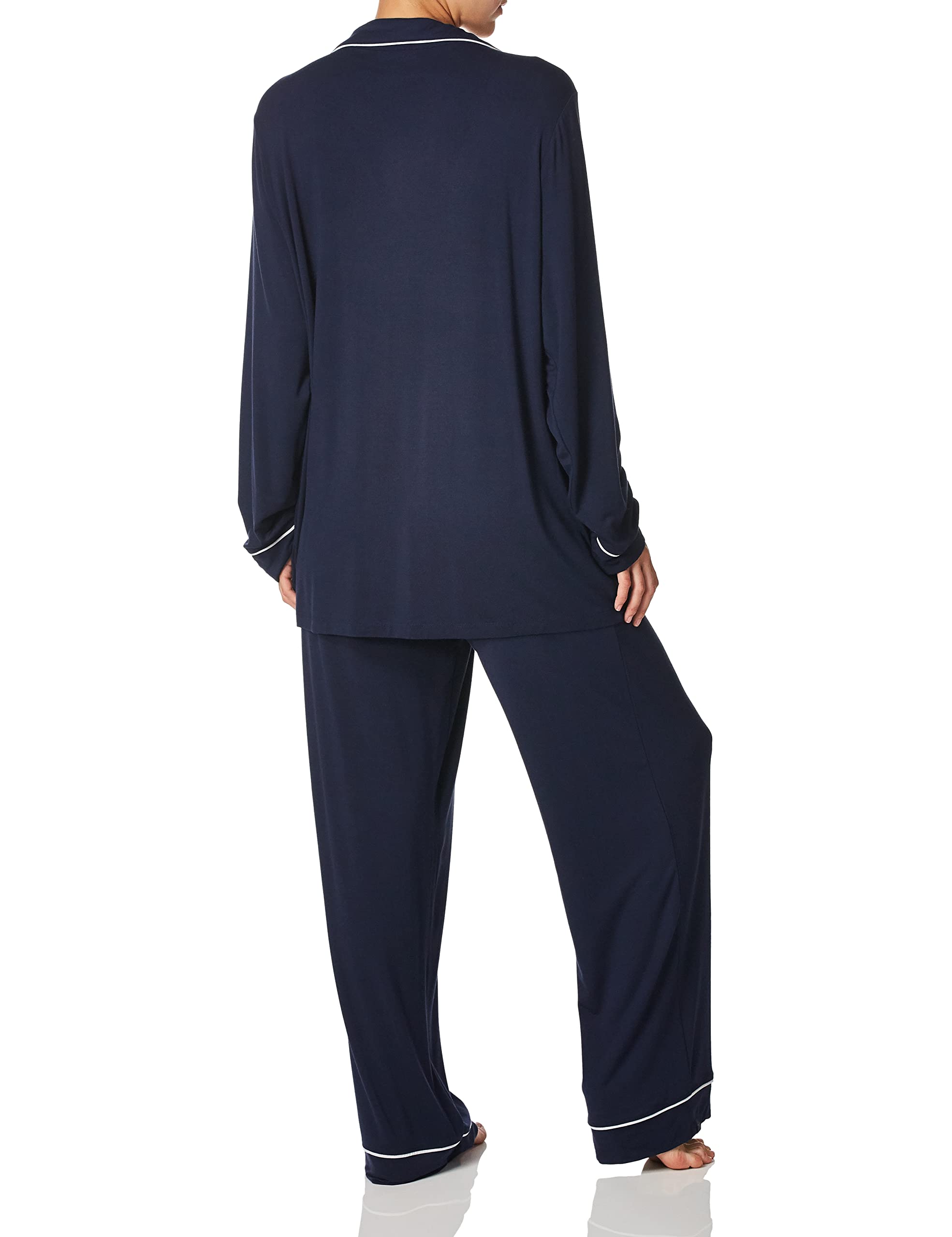 Barefoot Dreams Women's Luxe Milk Jersey Piped Pajama Set - Soft & Cozy Sleepwear for Relaxing at Home or Lounging