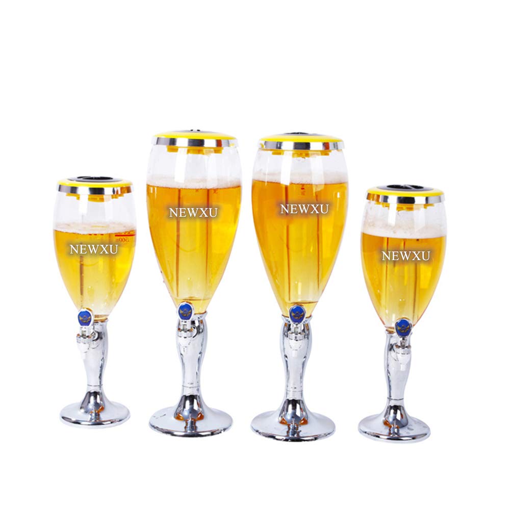 LED Color Changing 3L Tabletop Wine Beer Tower Dispenser - Silver Beverage Juice Server for Bar, Party, Restaurant, KTV & BBQ | Perfect for Weddings, Birthday Celebrations & Outdoor Gatherings