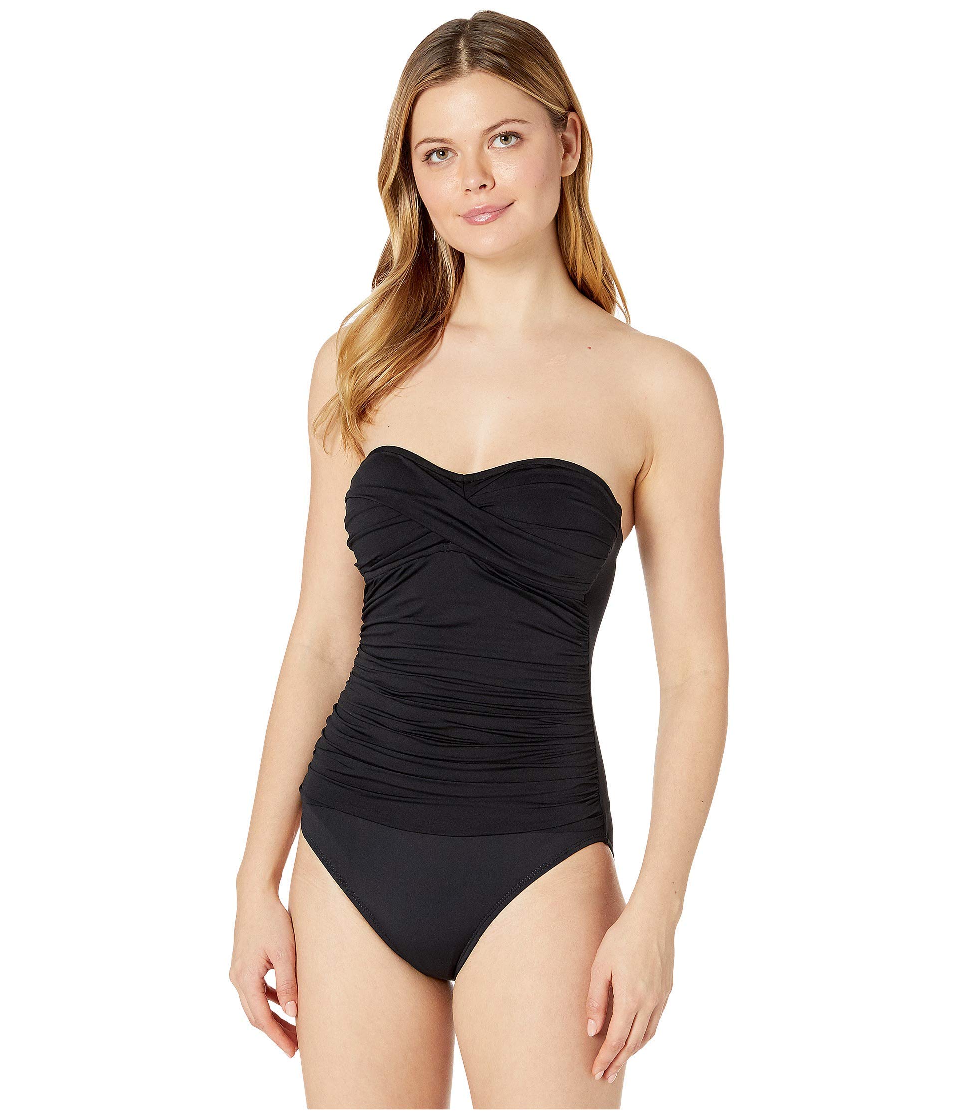 La Blanca Island Goddess Bandeau One-Piece Swimsuit - Women's Sexy High Cut Monokini Bathing Suit for Beach, Pool & Vacation