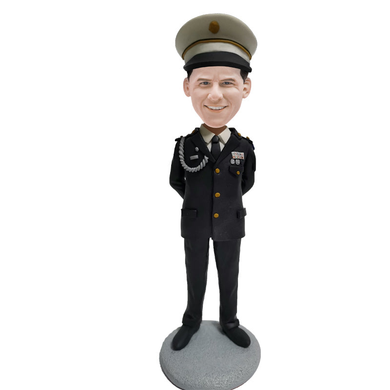 Custom Navy Male Dress Uniform Bobblehead - Personalized Military Figurine - Unique Gift for Navy Veterans & Officers - Perfect for Home Display, Office Decor & Military Memorabilia Collections