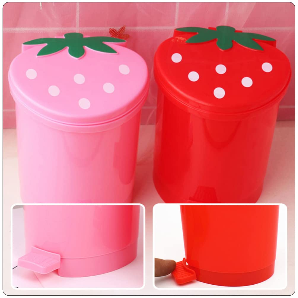 Operitacx 2-Pack Mini Desktop Trash Can - Small Car & Office Waste Bin with Pen Holder, Cute Cartoon Design, Durable PP Plastic for Home, Car, Office & School Use