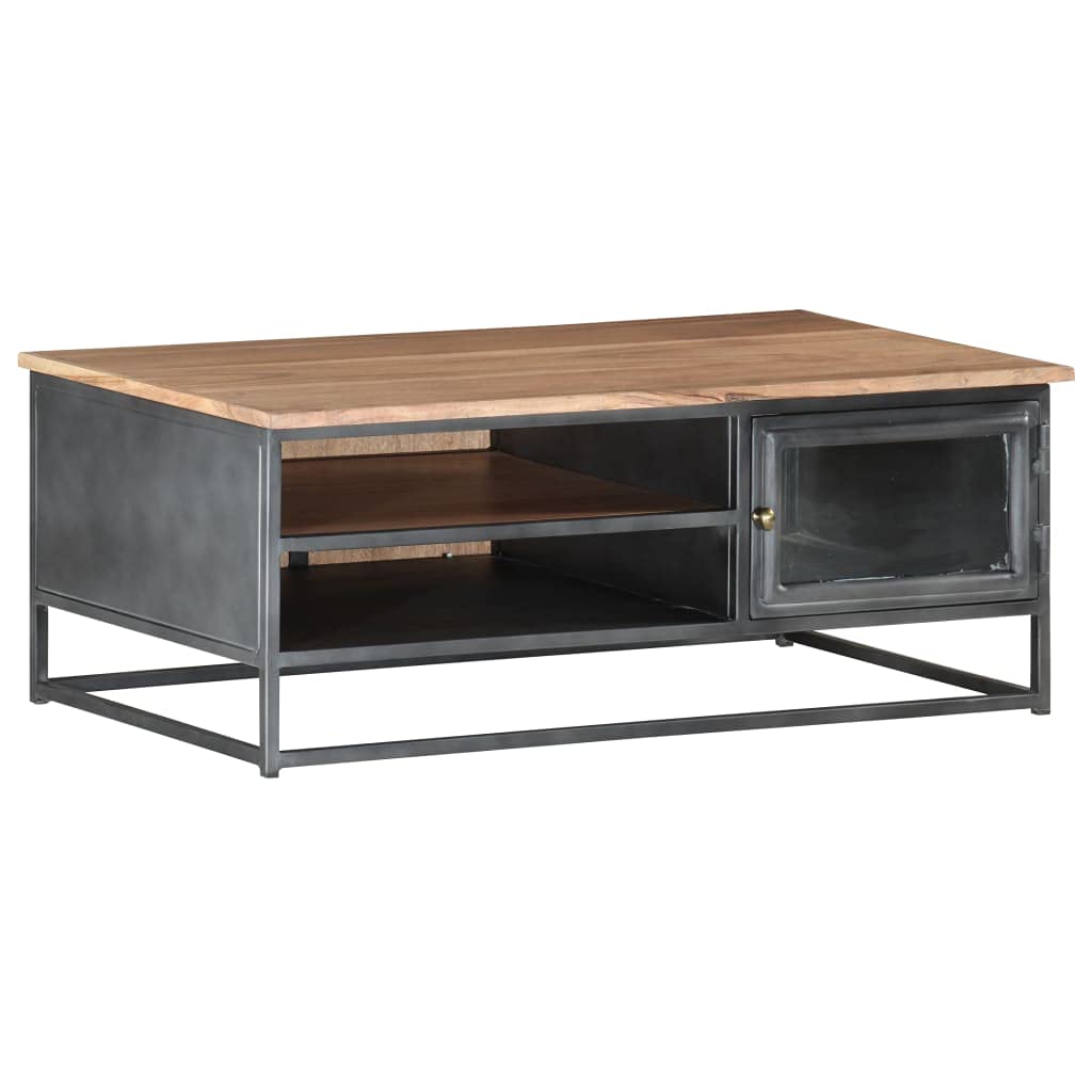 Modern Acacia Wood Coffee Table with Storage - 35.4
