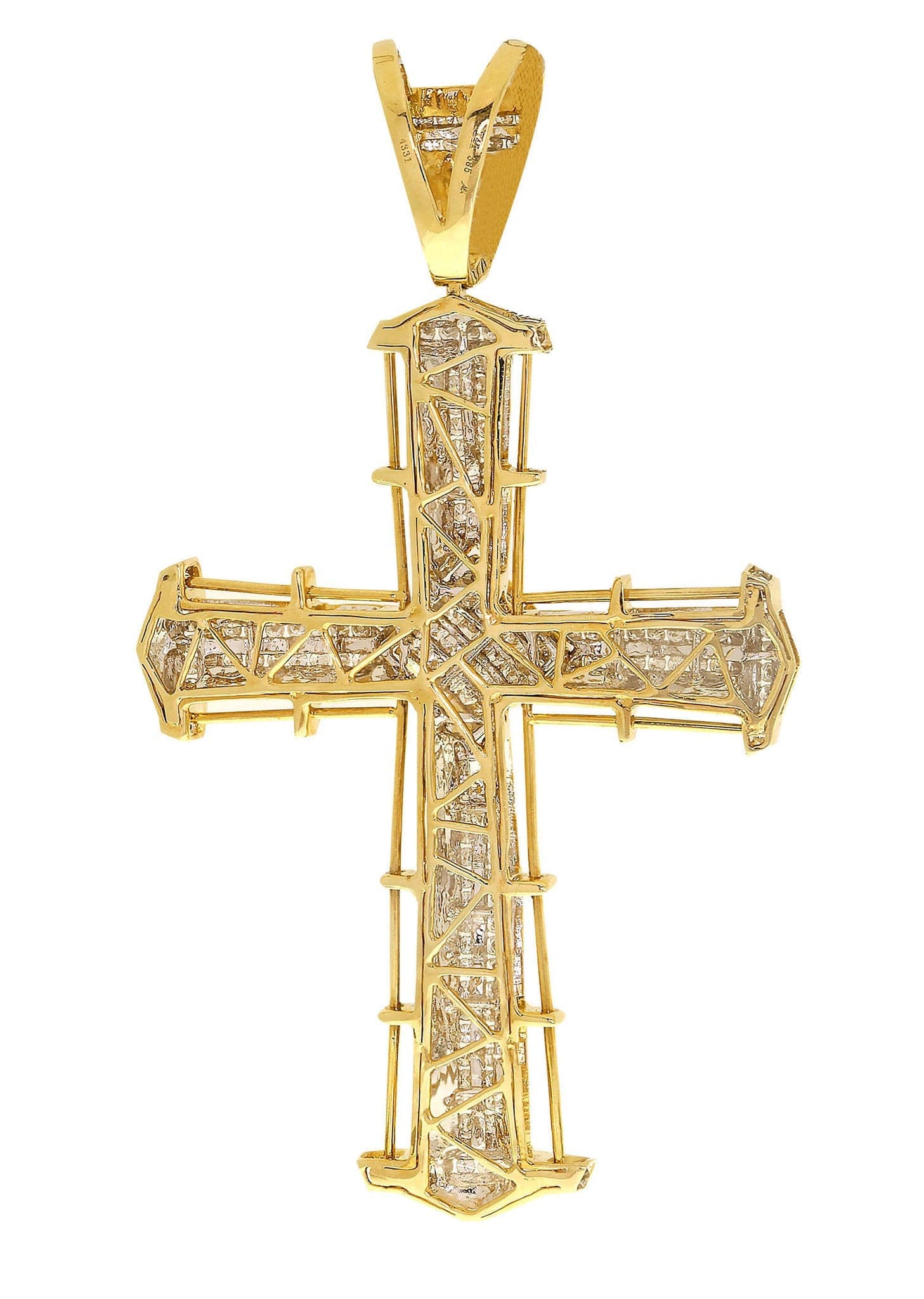 3.08 Carat Diamond Cross Pendant Necklace - 30.37 Grams Solid Gold Religious Jewelry for Women - Perfect for Baptism, First Communion & Special Occasions
