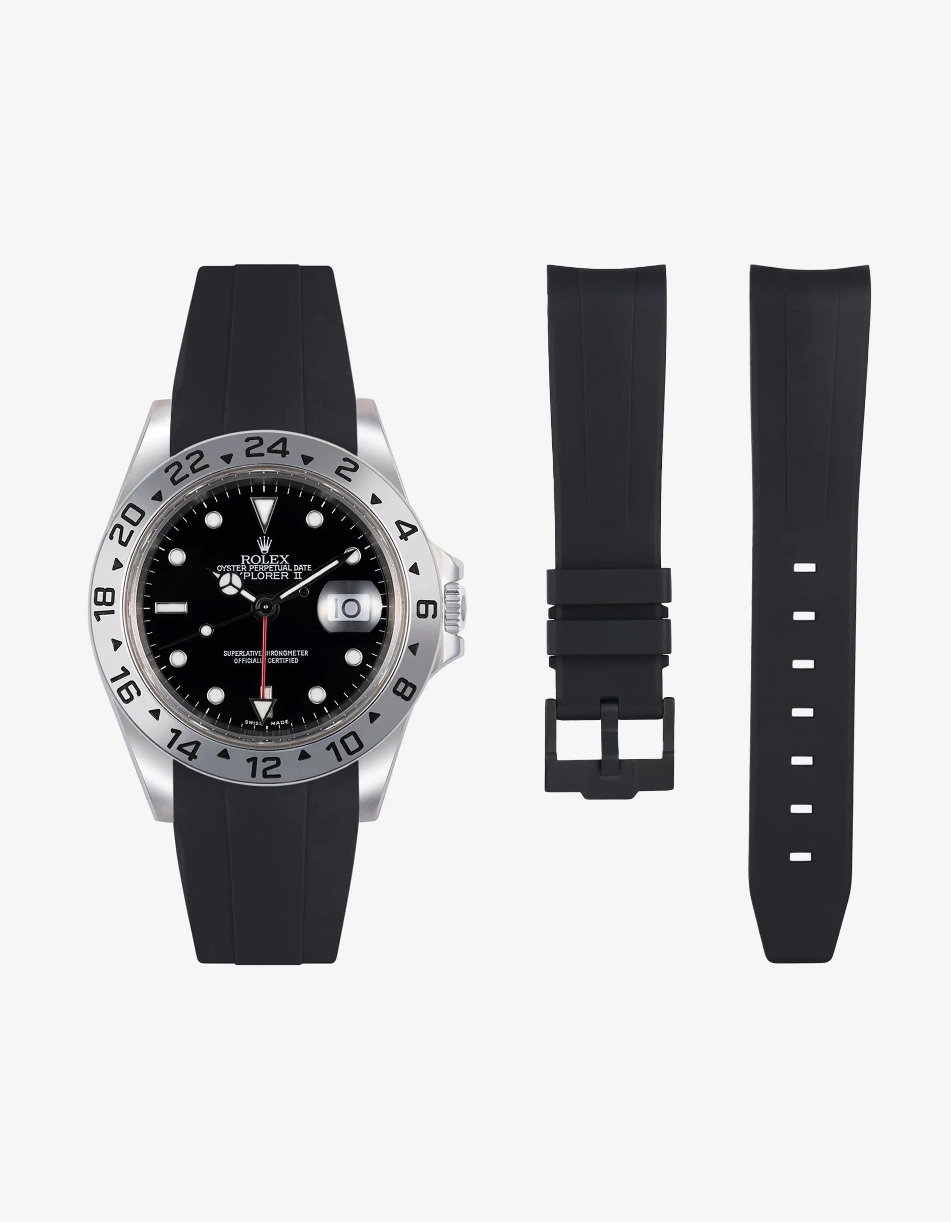 Premium FKM Rubber Watch Band Replacement for Rolex Explorer II 16570 - Durable & Comfortable Strap for Diving, Swimming & Outdoor Adventures