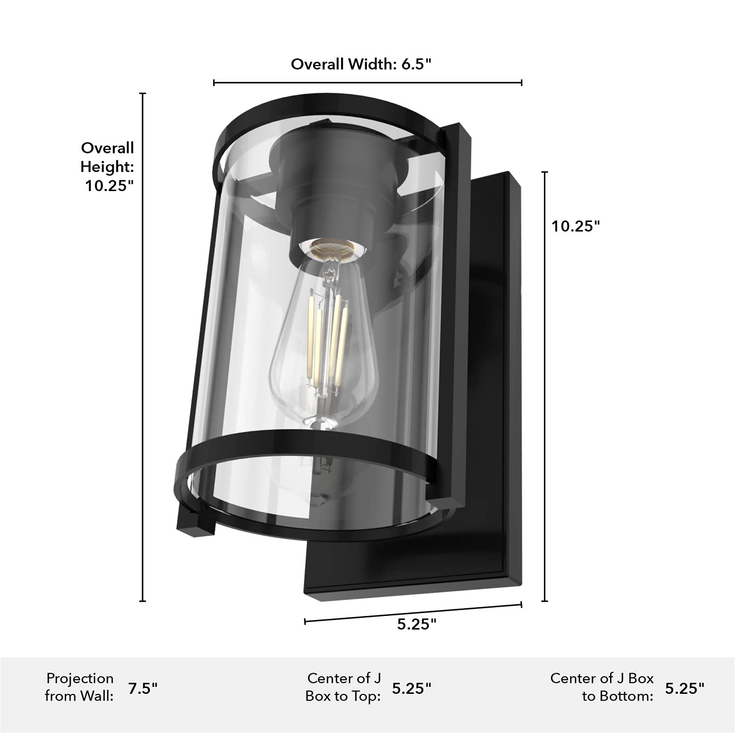 Hunter Fan Company 19125 Astwood Wall Sconce - Matte Black Finish | Modern Wall Light Fixture for Bedroom, Living Room & Hallway Lighting
