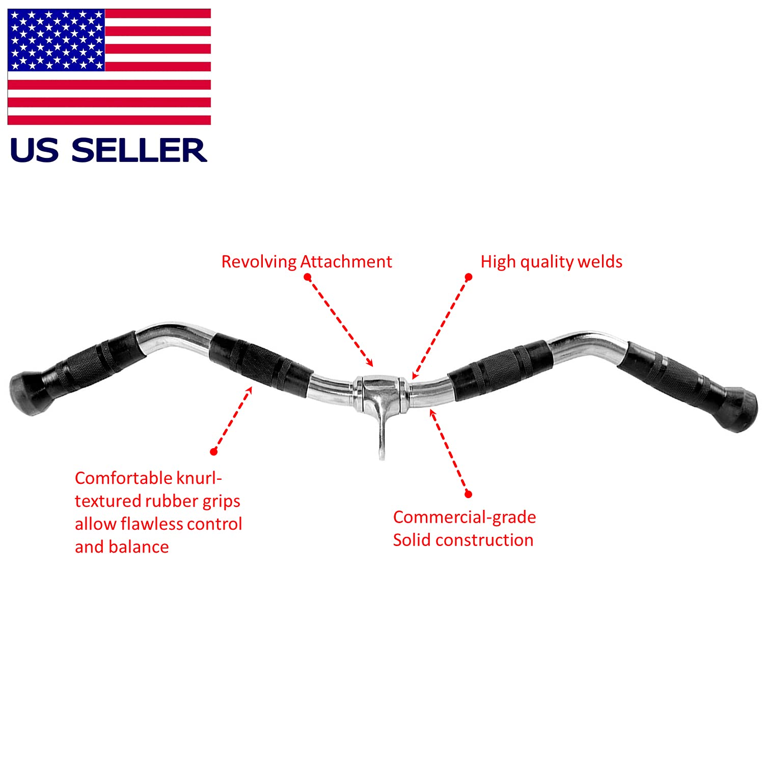 7-Piece Home Gym Cable Attachment Set - Chrome Press Down Handles for Strength Training & Exercise - Perfect for Home Gym Workouts & Cable Machine Accessories