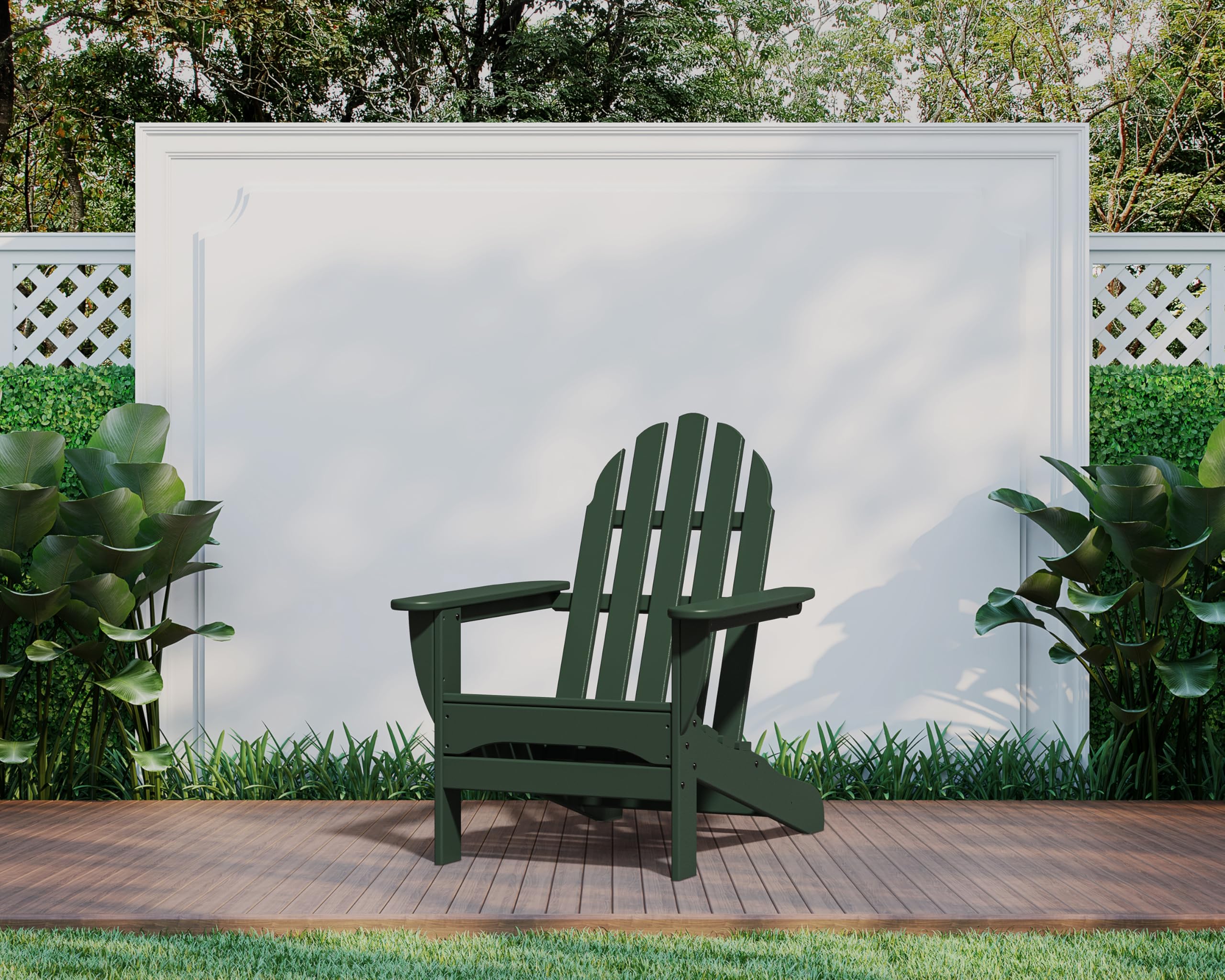 POLYWOOD AD4030GR Classic Outdoor Adirondack Chair - Durable Recycled Plastic, Weather-Resistant, Comfortable Green Patio Furniture for Garden, Poolside & Backyard Relaxation