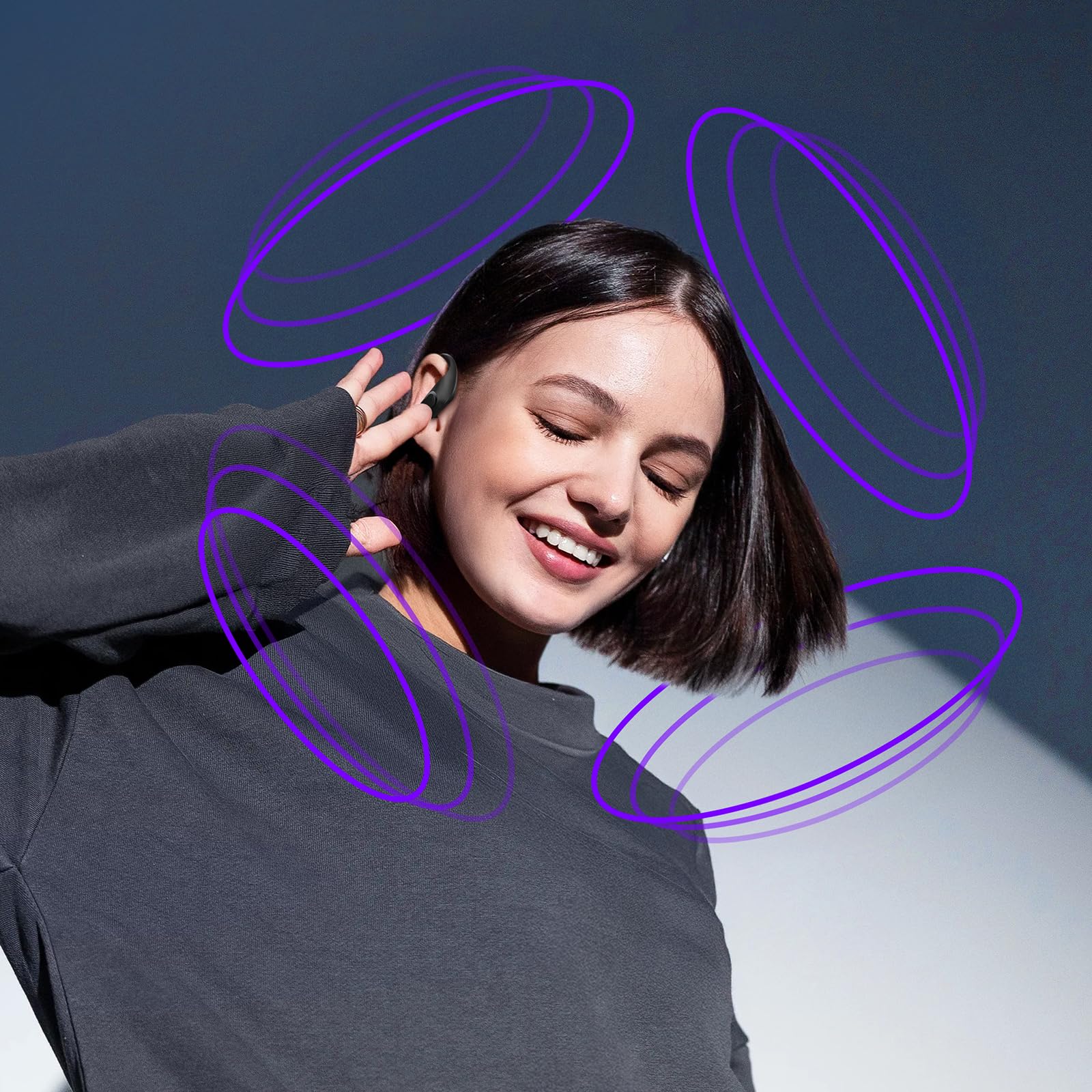 Wireless Bluetooth Earbuds with Earhook - 96H Playtime, Sweatproof Sport Earphones with Charging Case for Running, Workout & Gym - Stereo Sound, Secure Fit Headphones (Black) | Perfect for Jogging, Fitness Training & Outdoor Activities
