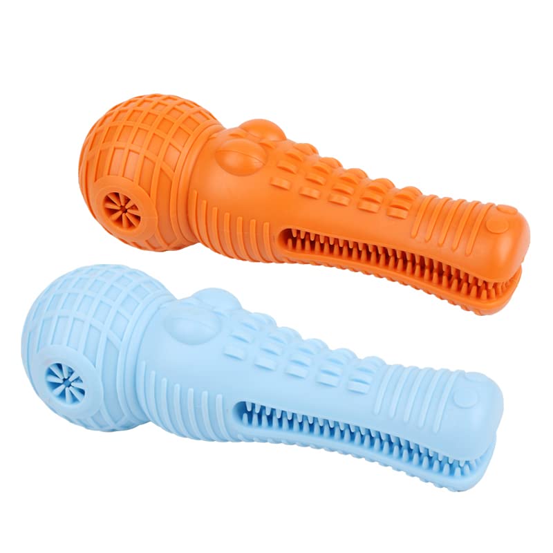 Pipilong Durable Dog Chew Toy - 100% Natural Rubber Interactive Toothbrush & Squeaky Chew Toy for Small to Medium Dogs - Indestructible for Aggressive Chewers - Perfect for Teething, Playtime & Dental Health (Orange)