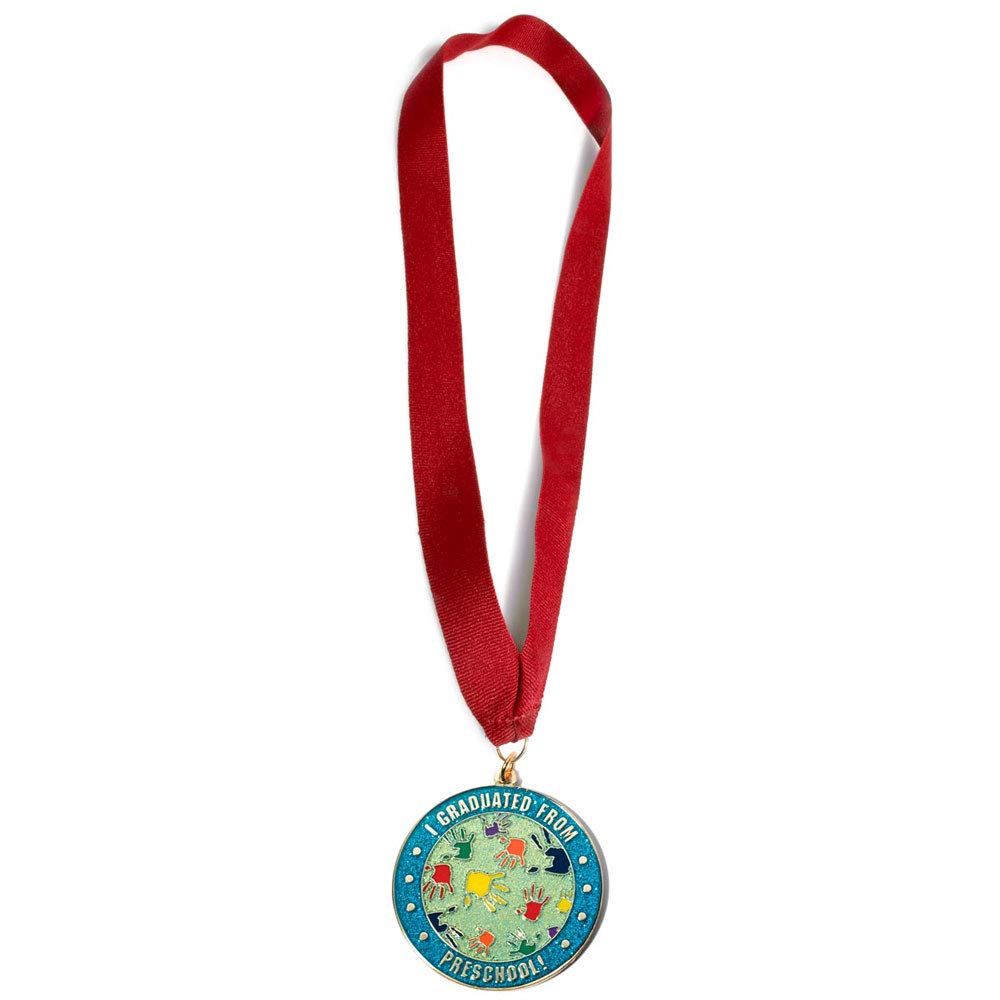 Preschool Graduation Medallion with Red Ribbon - Kindergarten & Preschool Graduation Accessories - Perfect for Graduation Ceremonies, Photo Props & Keepsakes