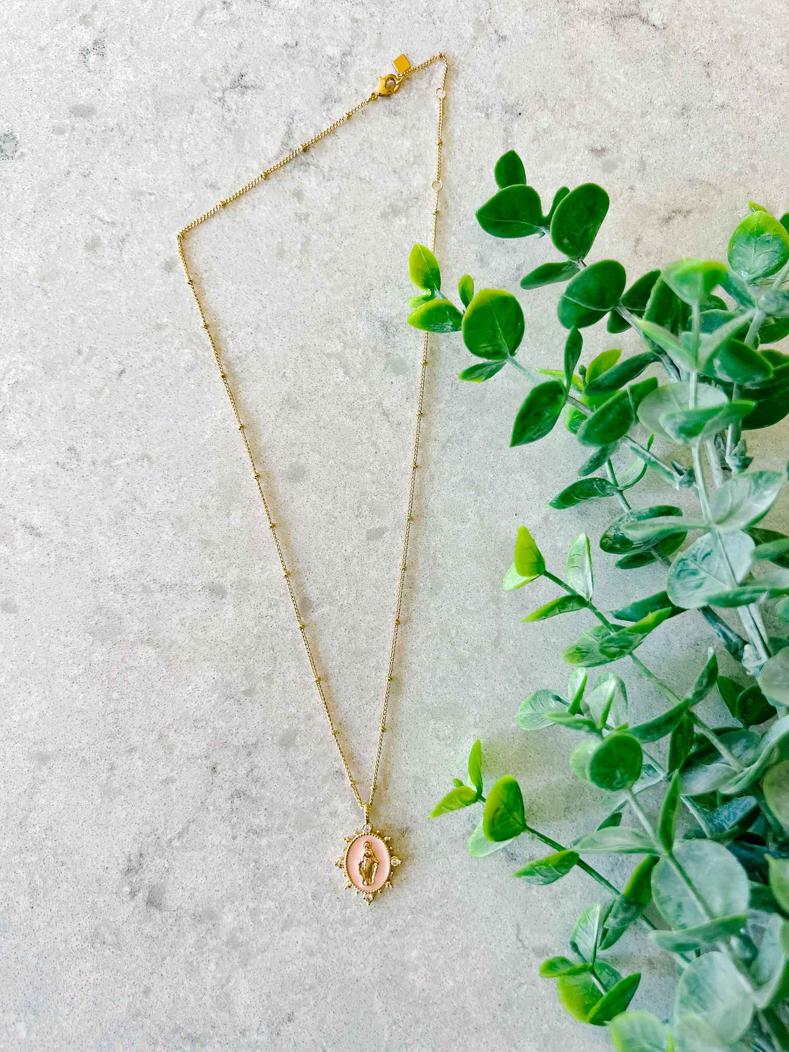 Heavenly Pink Lady Lourdes Necklace - Elegant Religious Jewelry for Women, Perfect for Church, Weddings & Special Occasions