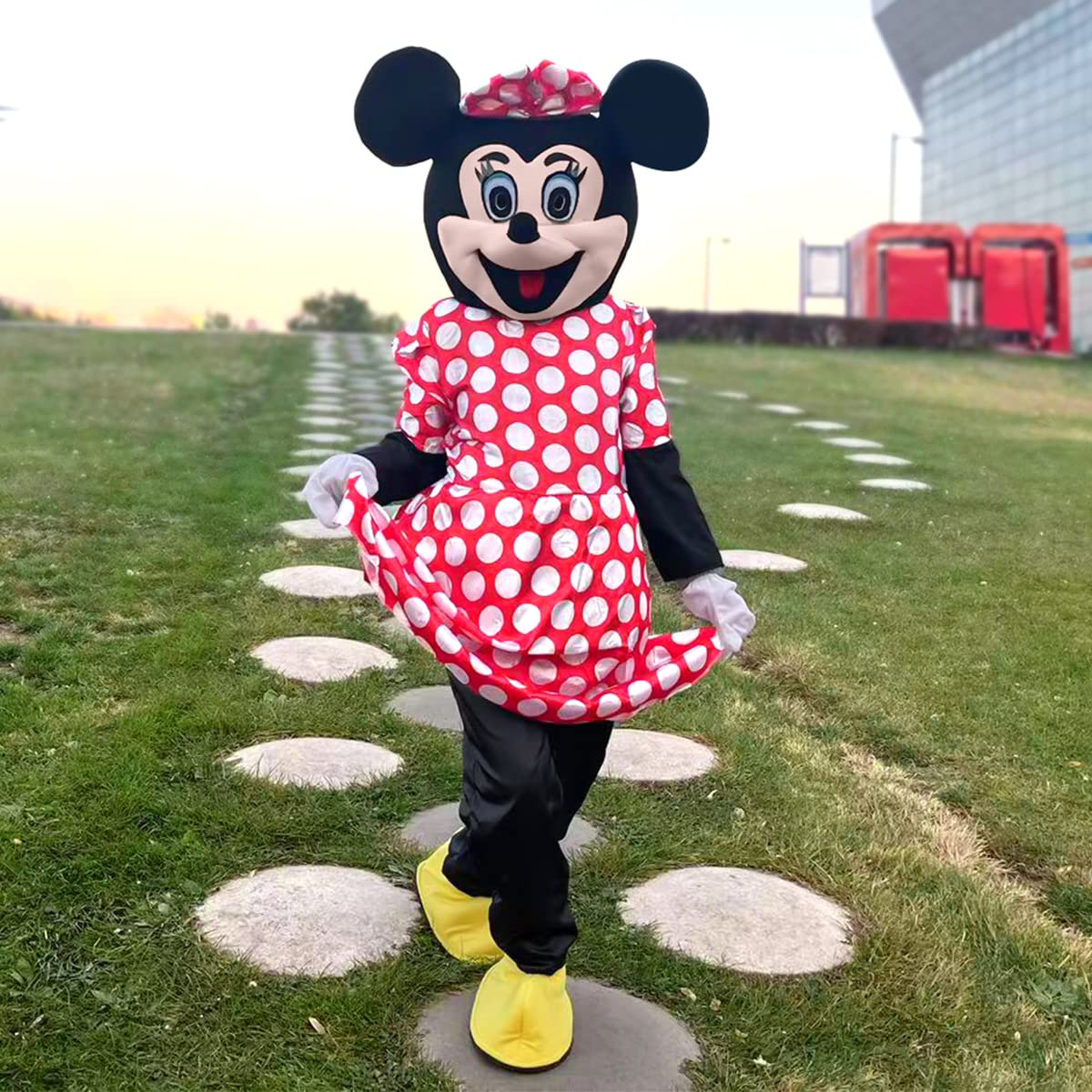 Authentic Mickey & Minnie Mouse Mascot Costume for Adults - Unisex Disney Character Outfit (Fits 5'7