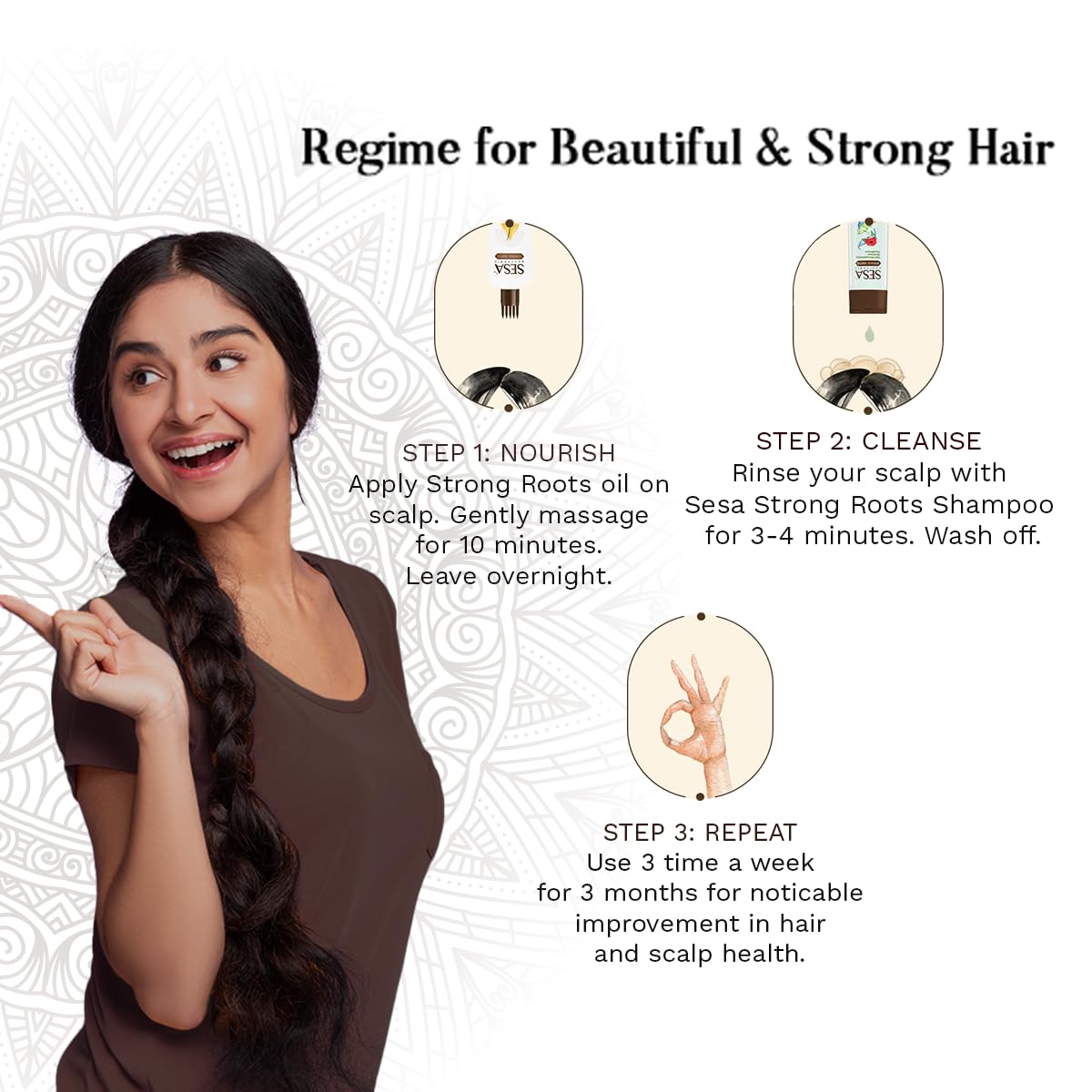 SESA Ayurvedic Strong Roots Hair Care Combo - Hair Strengthening Oil (100ml) & Shampoo + Conditioner (200ml) for Men & Women | Paraben-Free, Sulfate-Free | Promotes Hair Growth & Reduces Hair Fall | Perfect for Daily Hair Care & Scalp Nourishment