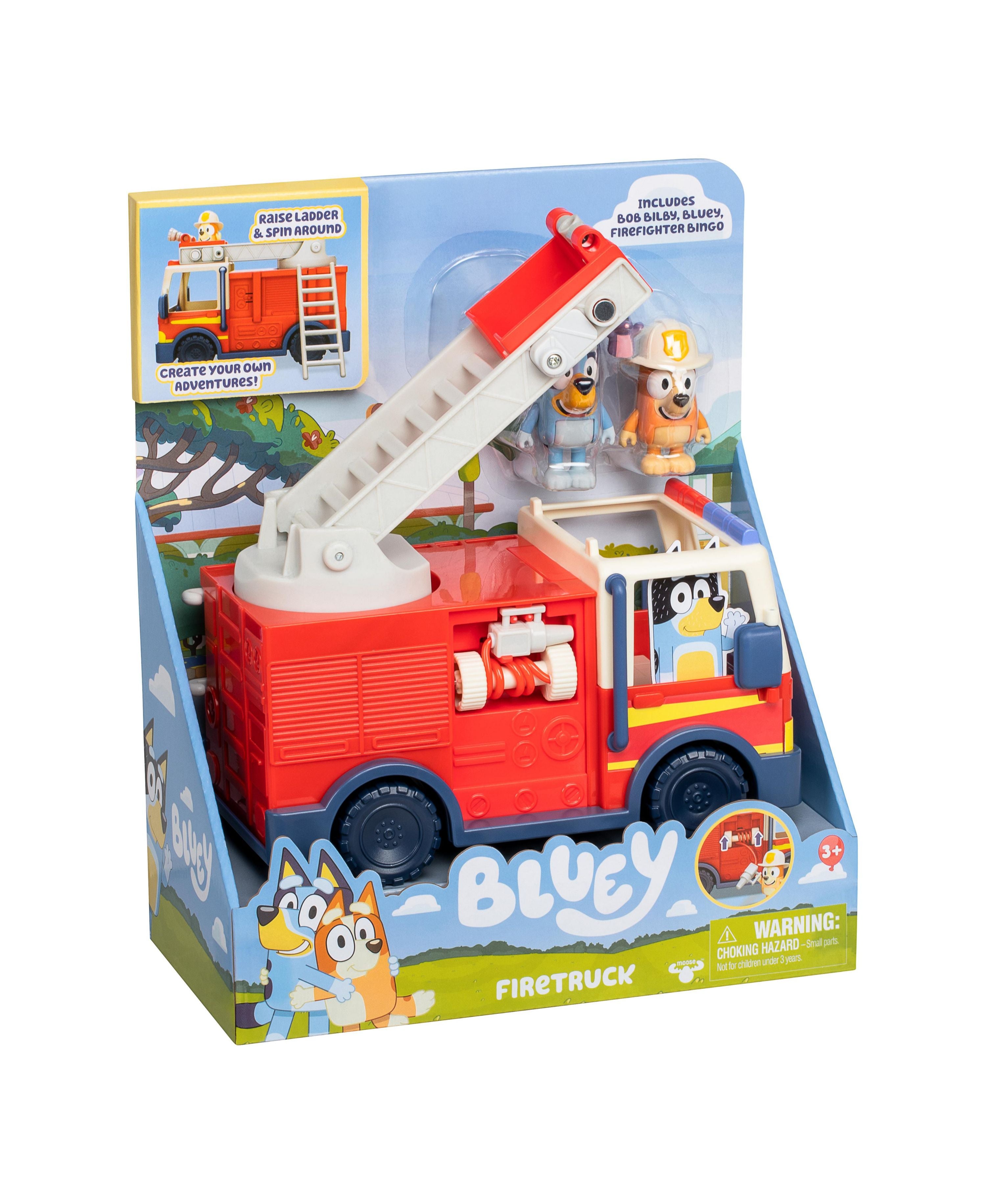 Bluey S10 Fire Truck Playset with 2 Figures, Ladder & Accessories - Interactive Toy for Kids Ages 3+ | Pretend Play, Birthday Gift & Collectible for Bluey Fans