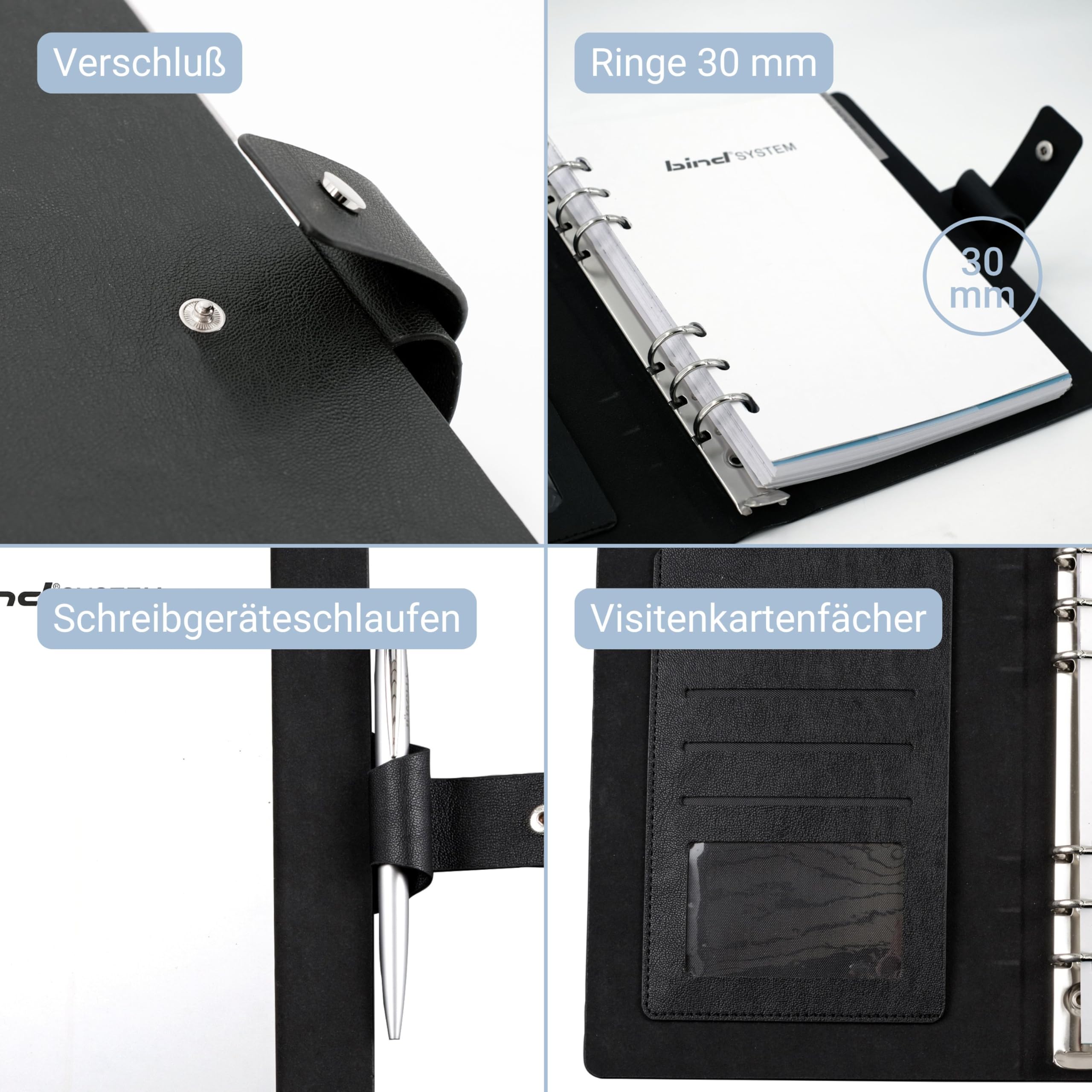 15800 A5 Imitation Leather Ring Binder Organizer with 80 Lined Sheets, 23x17x3cm Faux Leather Notebook Folder for Office, School, and Business Professionals