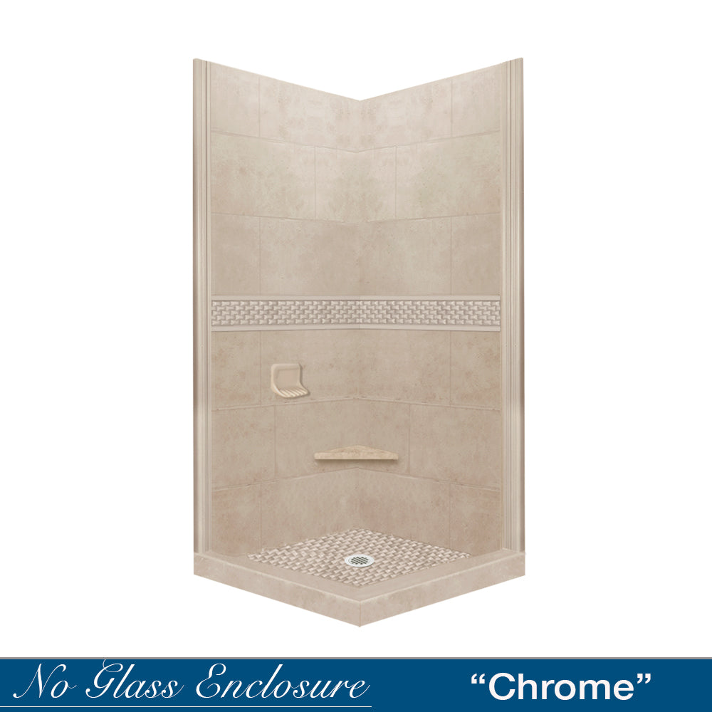 Corner Brown Sugar Sistine Stone & Jewel Stone Accent - DIY Shower Remodel Kit for Bathroom Renovation | Waterproof Decorative Tile for Shower Walls, Floors, and Backsplashes
