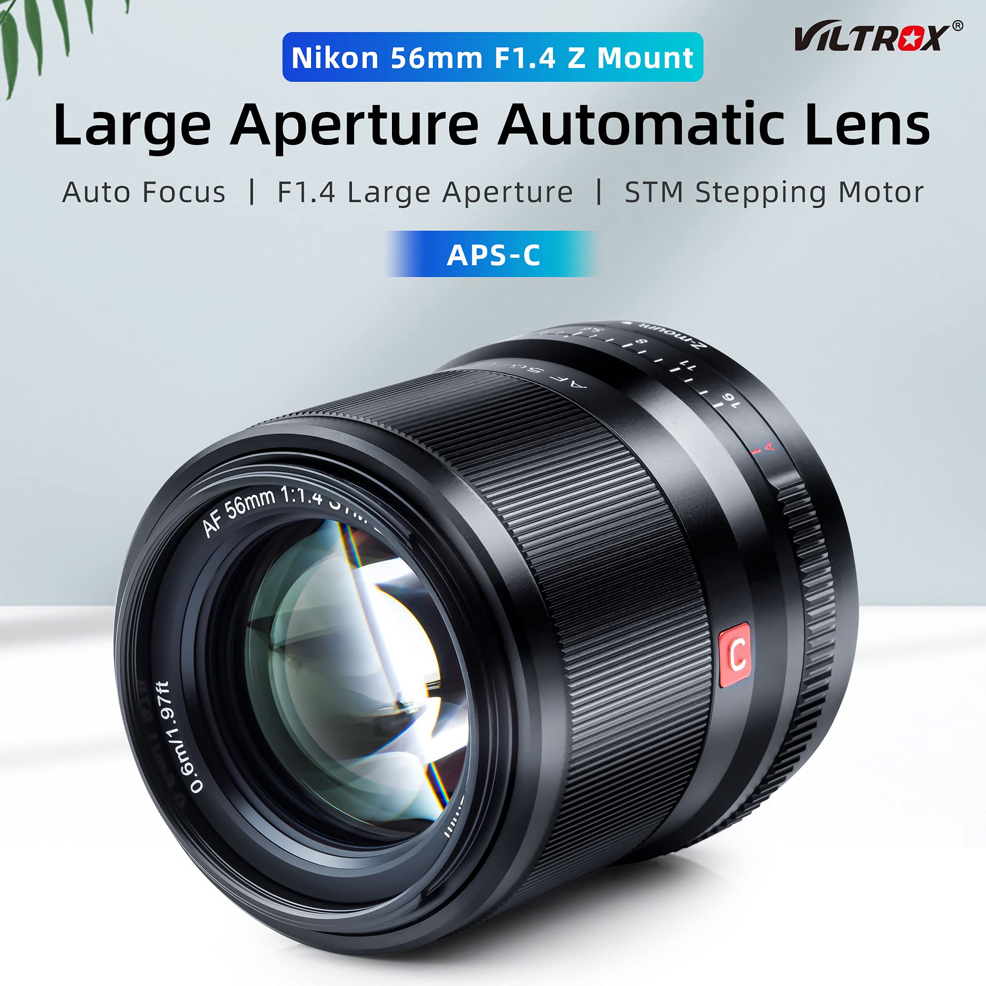VILTROX 56mm f/1.4 APS-C Prime Lens for Nikon Z Mount Cameras (ZFC, Z6, Z7 II) - Fast Auto Focus, Compact Portrait & Street Photography Lens - Black