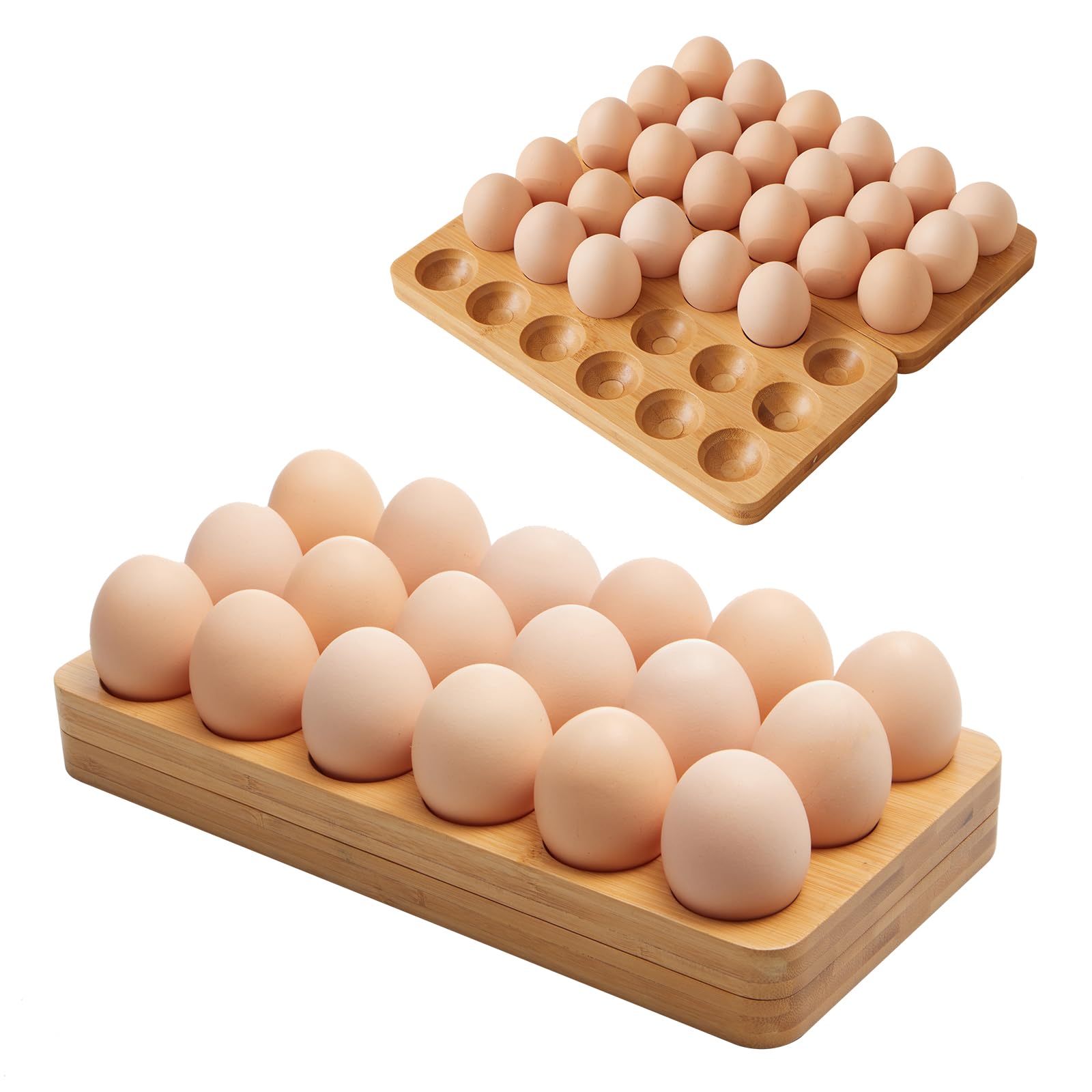 Foldable Wooden Egg Basket Holder - Holds 36 Eggs, Space-Saving Countertop Storage for Fresh Eggs - Perfect for Chicken Owners, Parents with Kids & Kitchen Organization - Ideal for Farmhouse, Breakfast Display & Small Kitchen Spaces
