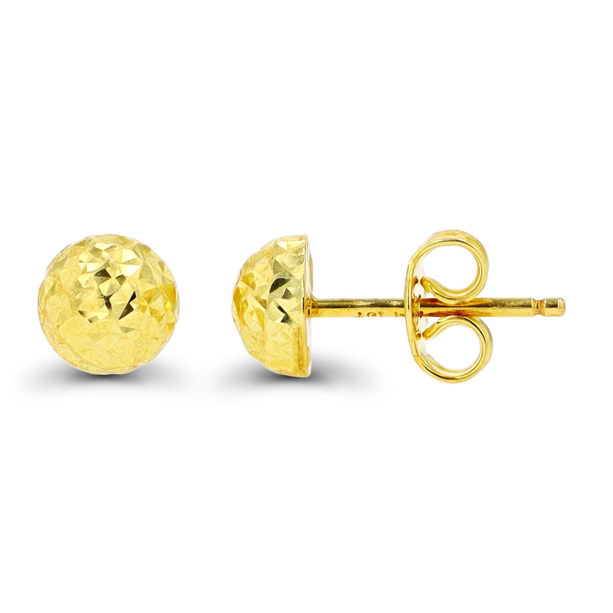 14K Yellow or White Gold Diamond Cut Ball Stud Earrings for Women | 6mm-12mm Sizes | Hypoallergenic Italian 14K Gold Backs | Perfect for Everyday Wear, Gifts & Special Occasions