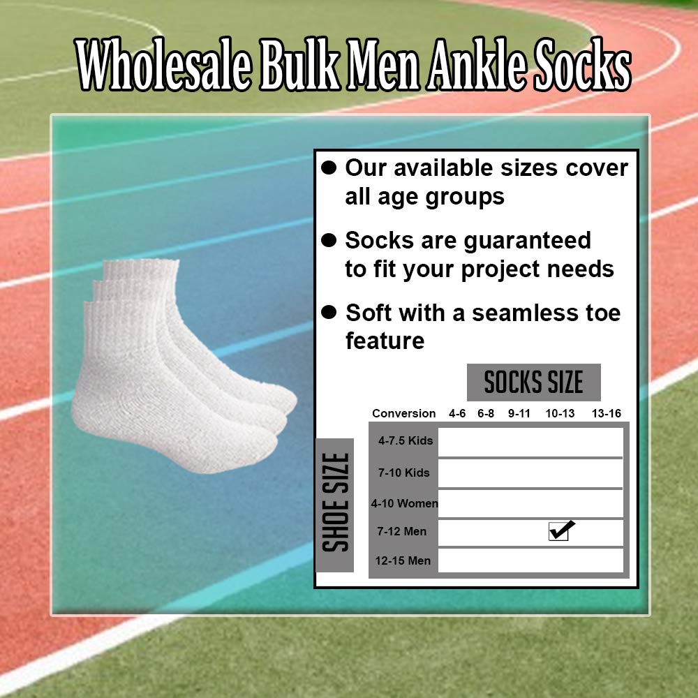 Yacht & Smith Men's Cotton Athletic Mid Ankle Socks - Bulk Pack (Size 10-13) - Breathable Sports Socks for Running, Gym & Casual Wear
