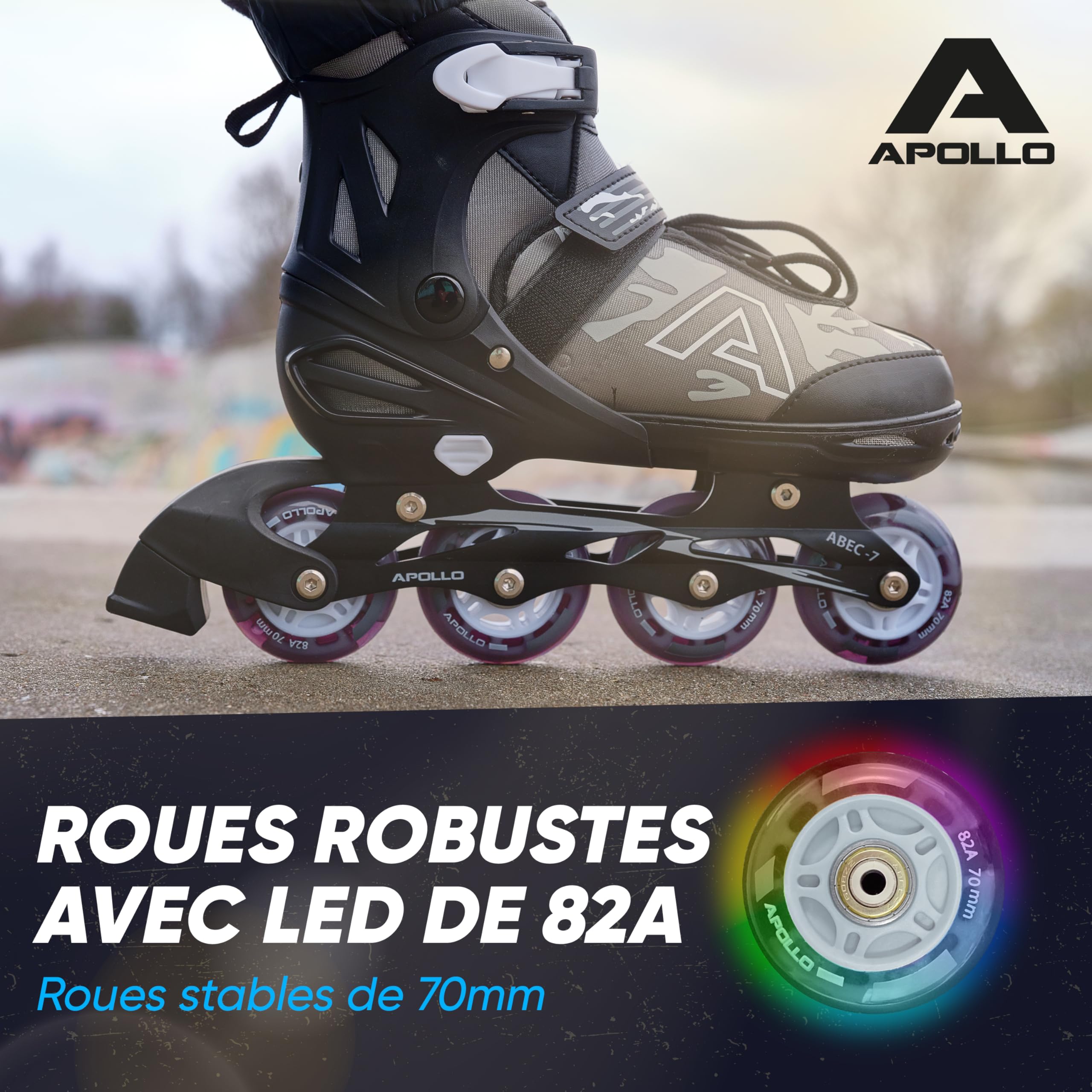 Champion Adjustable Size Roller Skates for Adults & Kids - LED Wheel Inline Skates for Men, Women, Boys & Girls (Size 31-42) | High-Quality Quad Skates for Indoor & Outdoor Fun, Fitness & Family Bonding