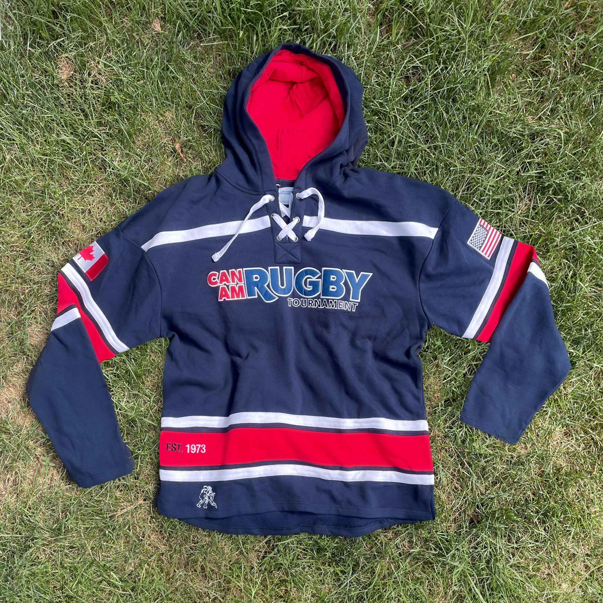 Can Am Rugby Lace Up Hoodie - Stylish Pullover Sweatshirt for Men & Women | Perfect for Rugby Games, Casual Wear & Outdoor Activities